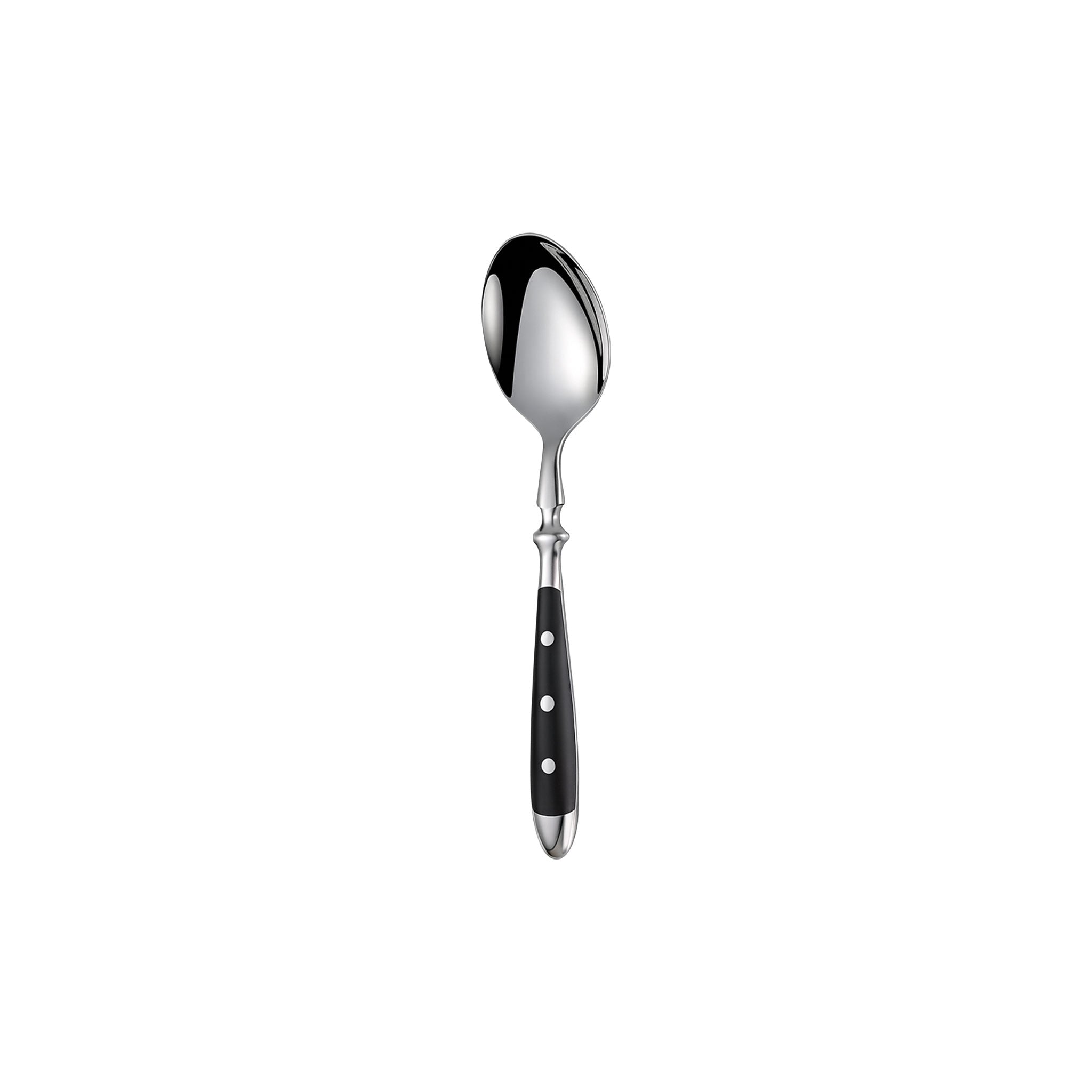 Stainless Steel Steak Knife, Fork & Spoon with Black Rivet Handle