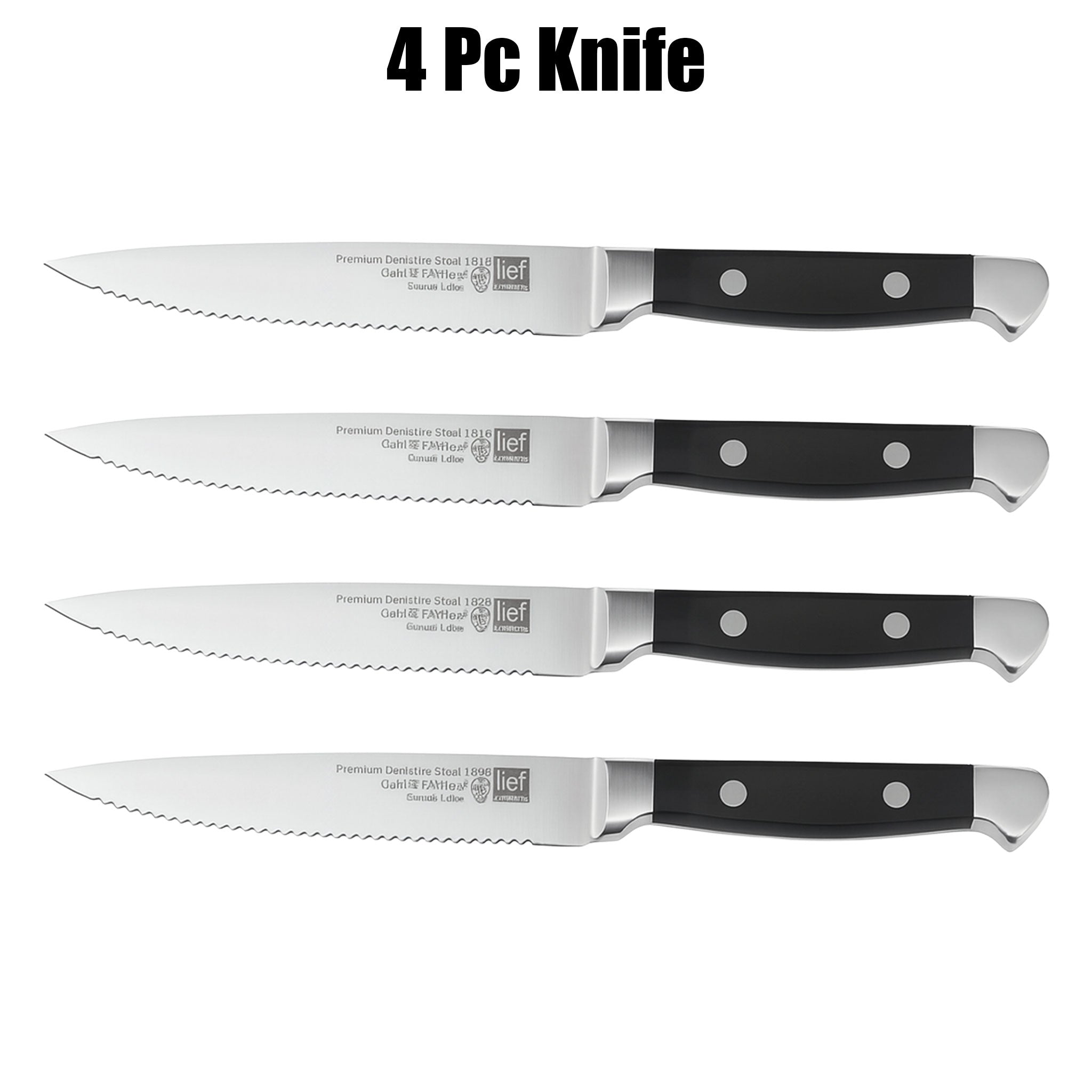 Stainless Steel Steak Knife Set with Polished Handles