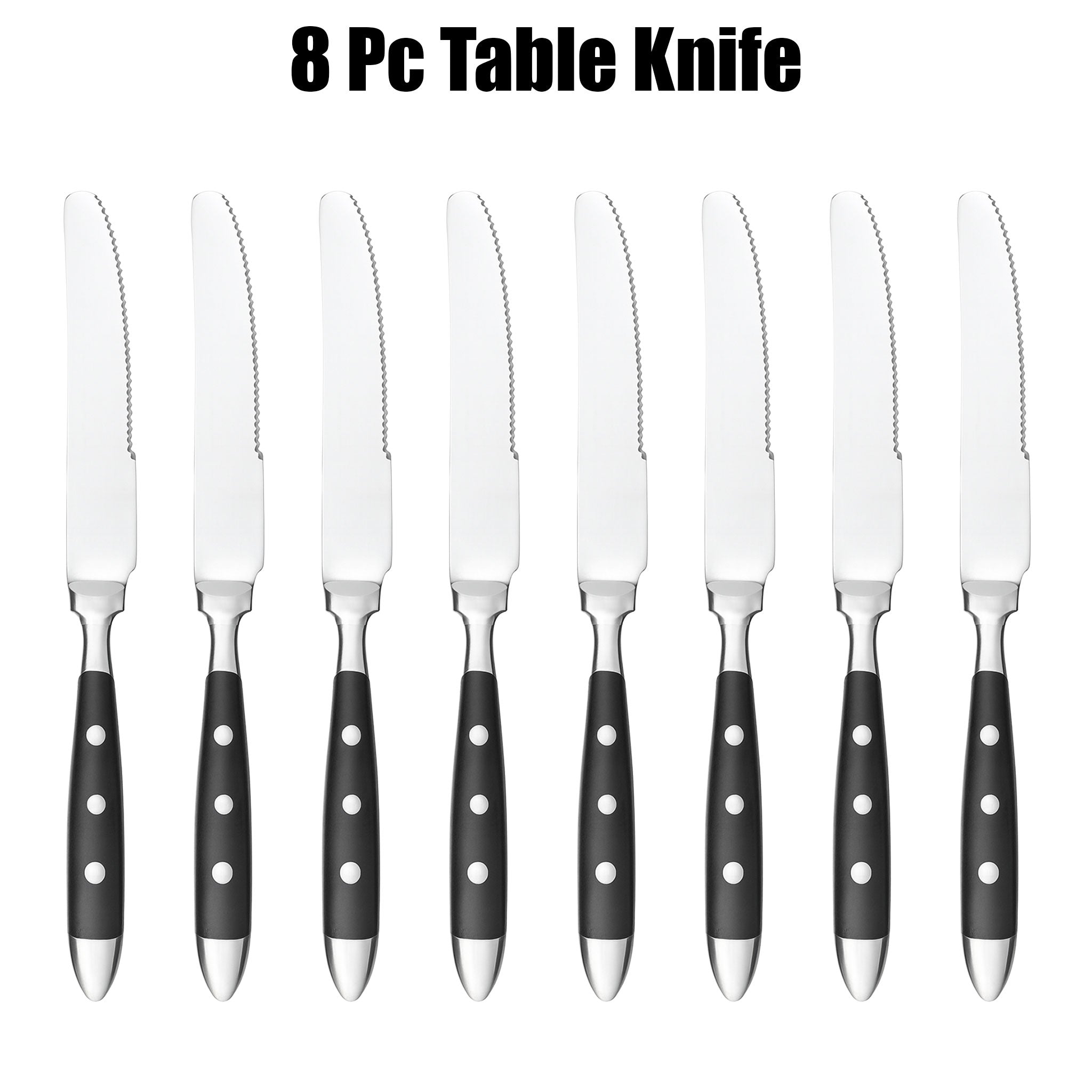 Stainless Steel Steak Knife Set with Polished Handles