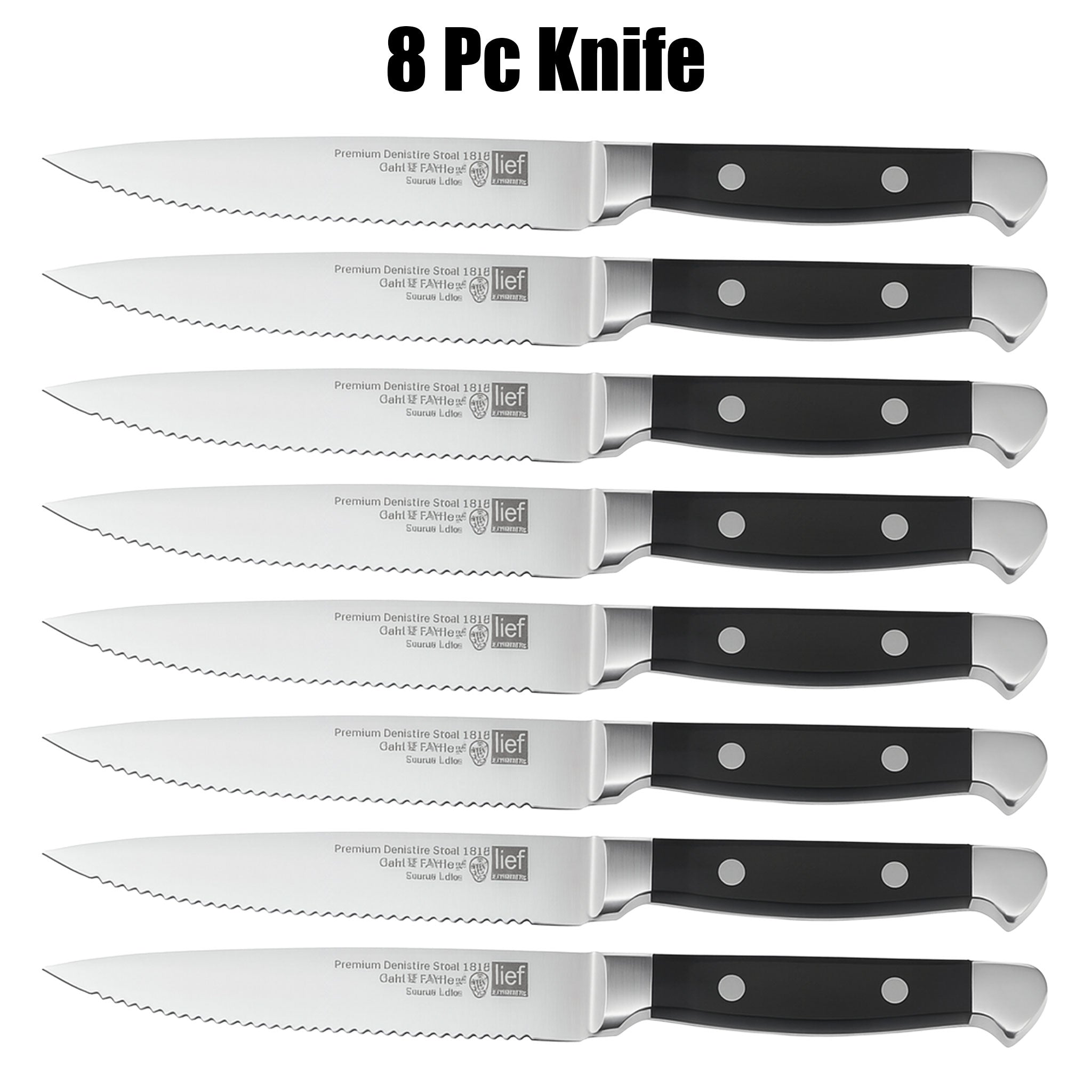 Stainless Steel Steak Knife Set with Polished Handles