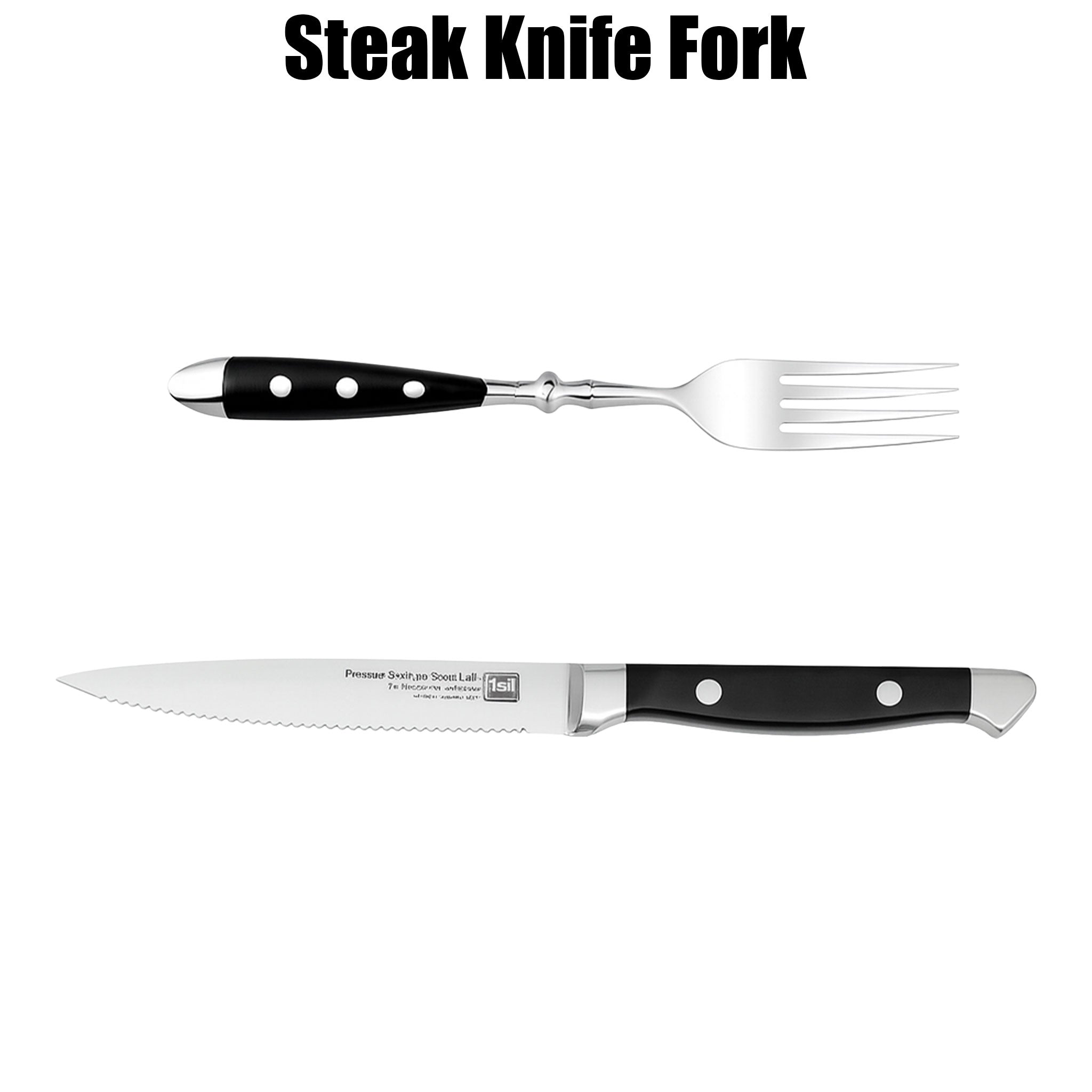 Stainless Steel Steak Knife Set with Polished Handles