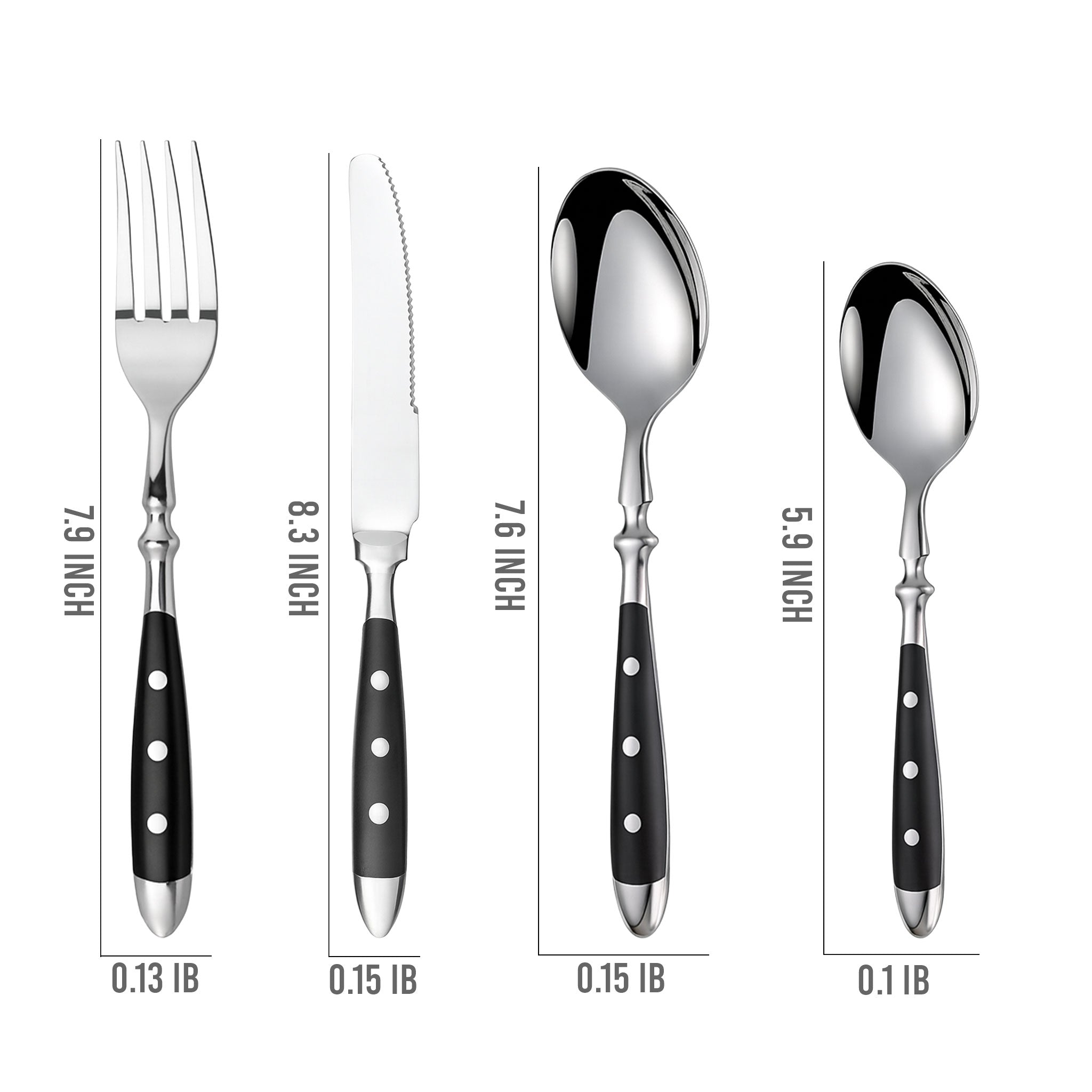 Stainless Steel Steak Knife Set with Polished Handles