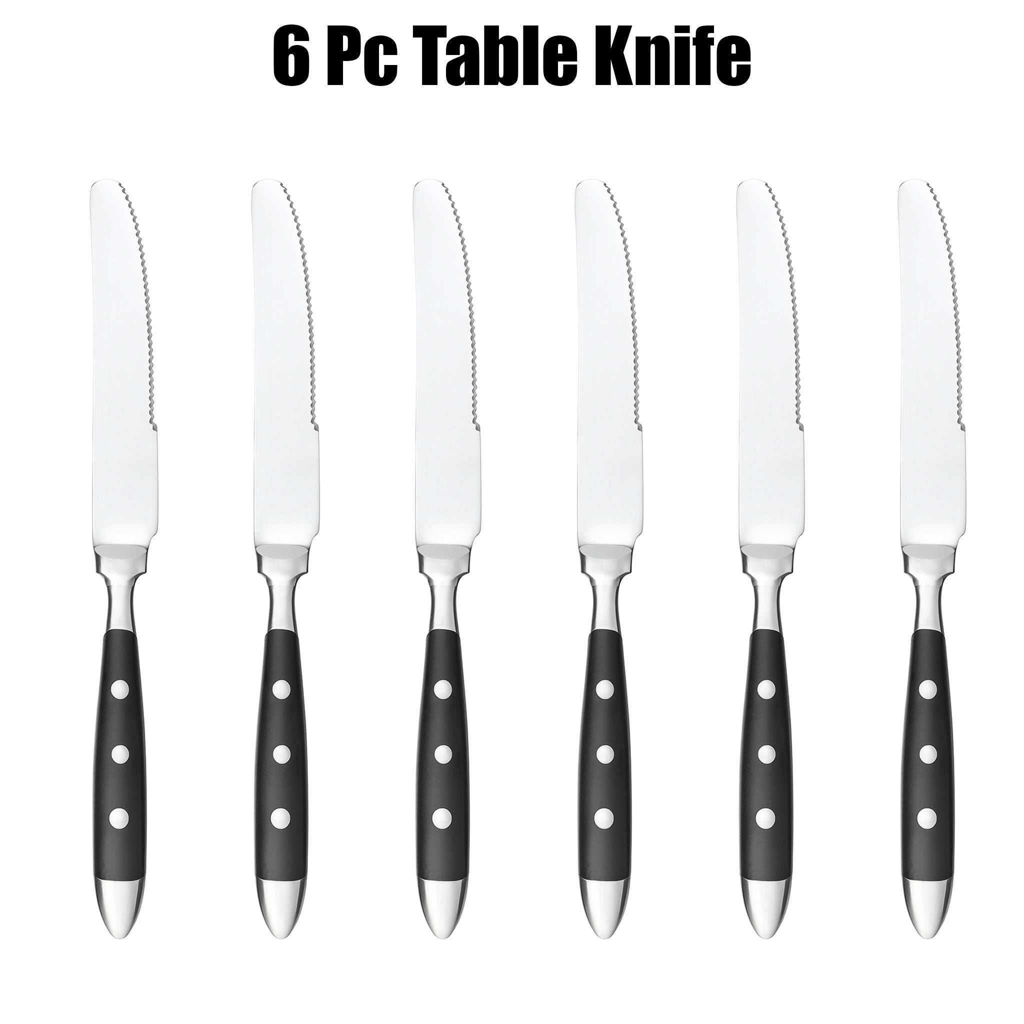 Stainless Steel Steak Knife Set with Polished Handles