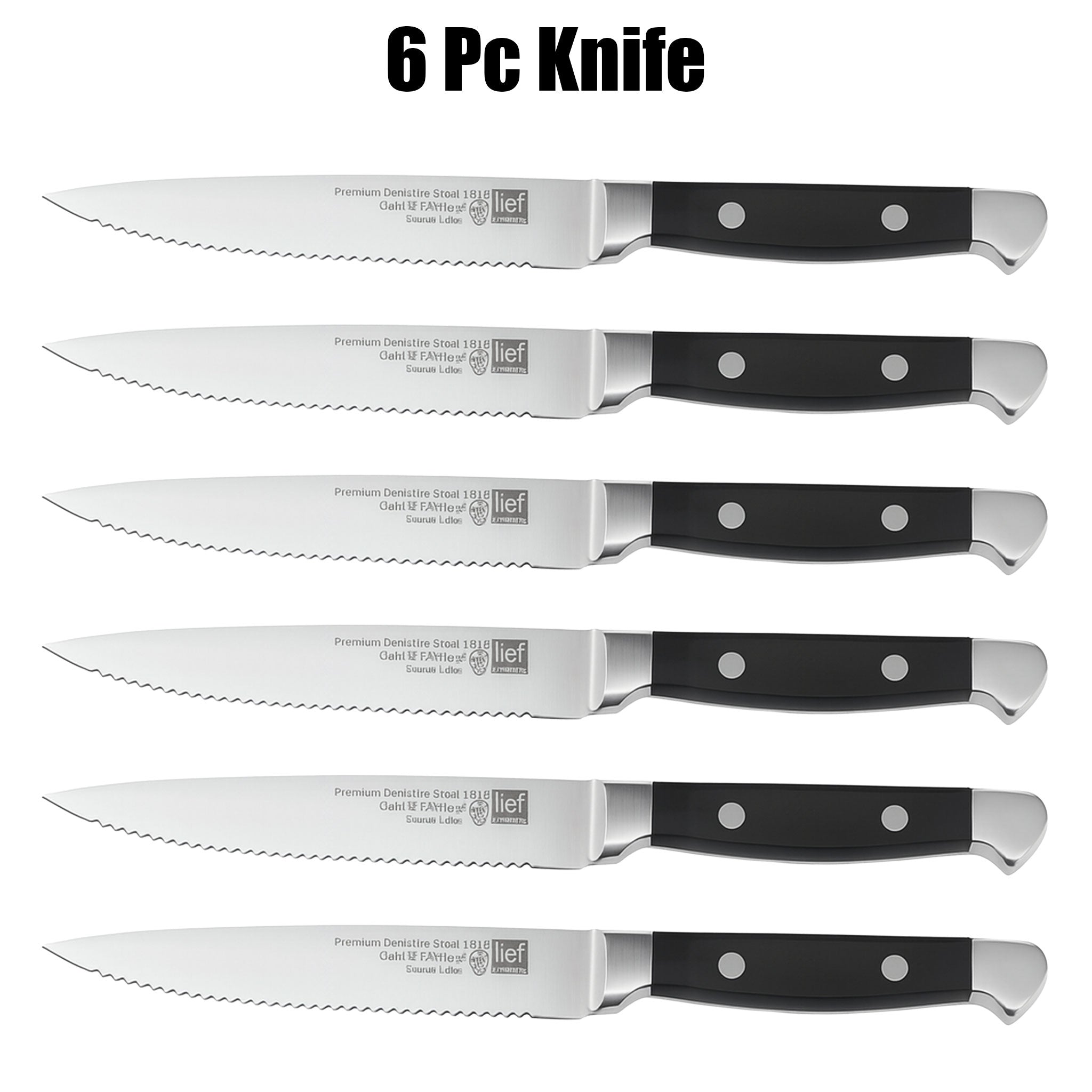 Stainless Steel Steak Knife Set with Polished Handles