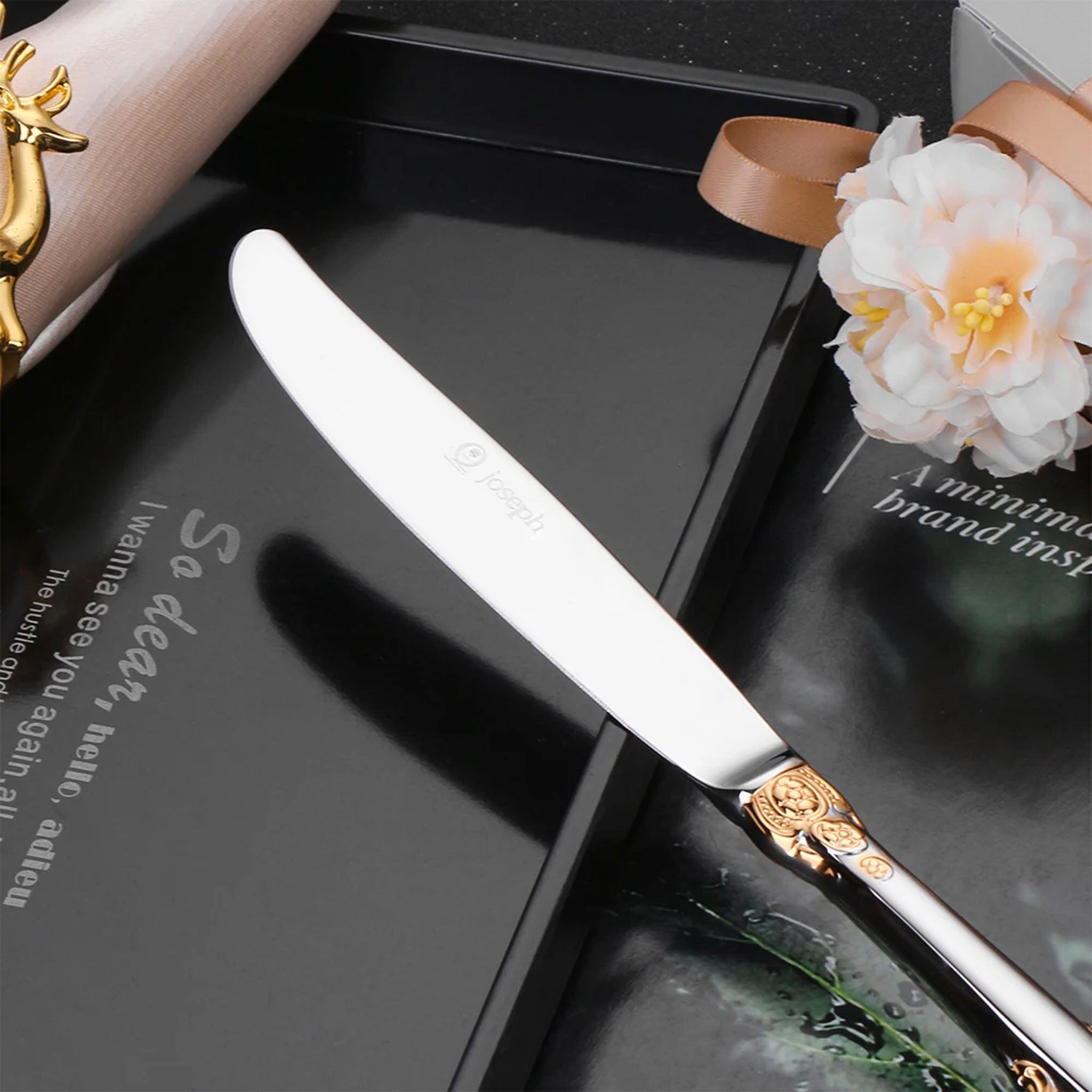 Stainless Steel Vintage Silver Flatware Set – Baroque Hollow Handle