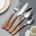 Stainless steel tableware set knife, fork and spoon Creative wood grain handle Western knife and fork 4 sets wiktra