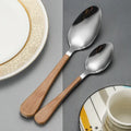 Stainless steel tableware set knife, fork and spoon Creative wood grain handle Western knife and fork 4 sets wiktra