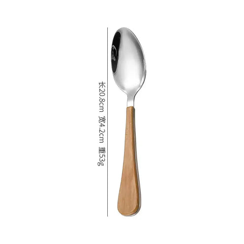 Stainless steel tableware set knife, fork and spoon Creative wood grain handle Western knife and fork 4 sets wiktra