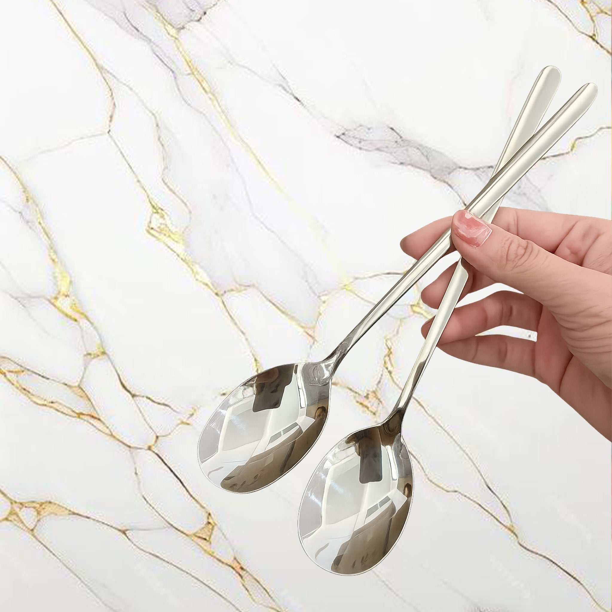 "Stainless Steel Long-Handled Multi-Purpose Spoon"