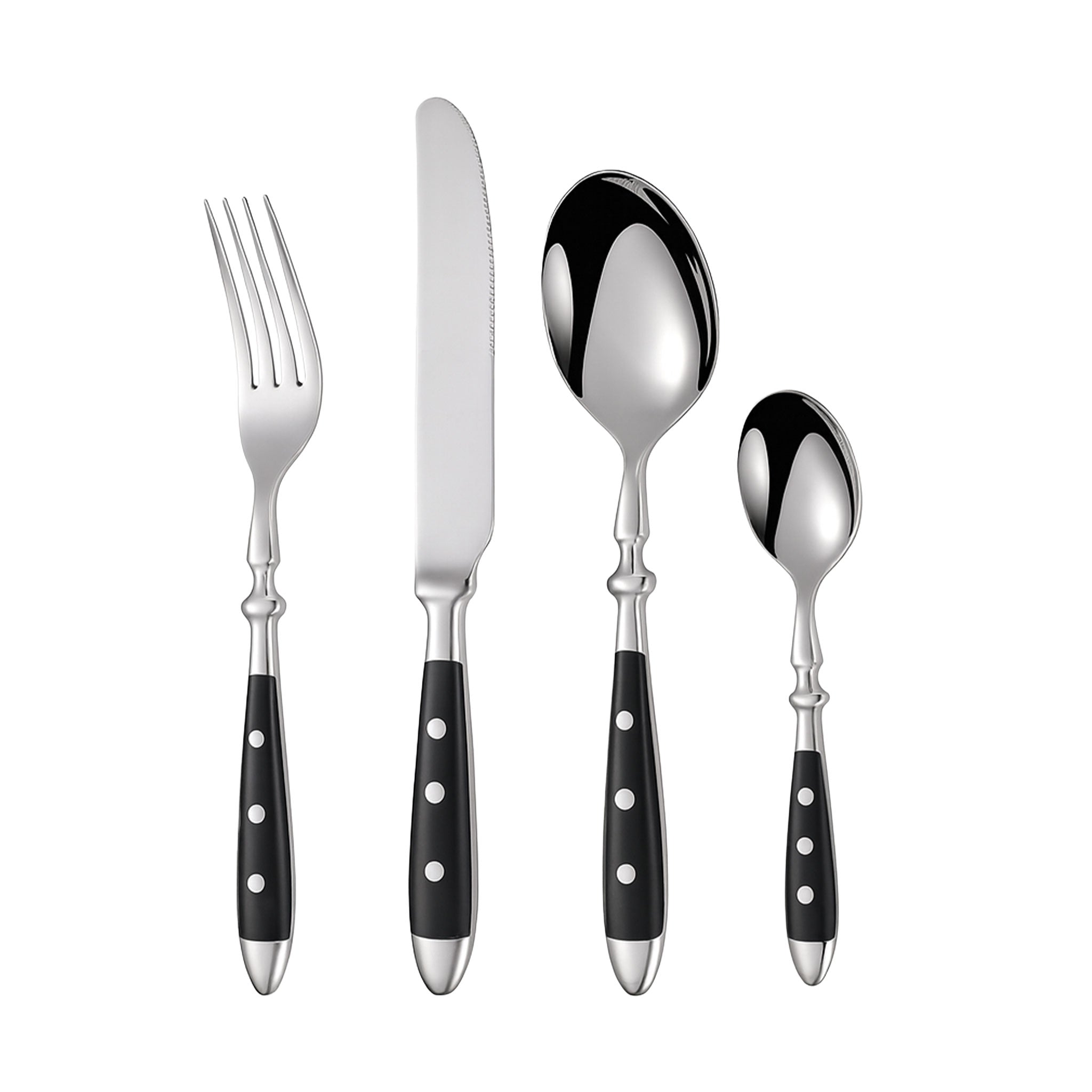 Steak Knife, Fork & Spoon with Rivet Handles