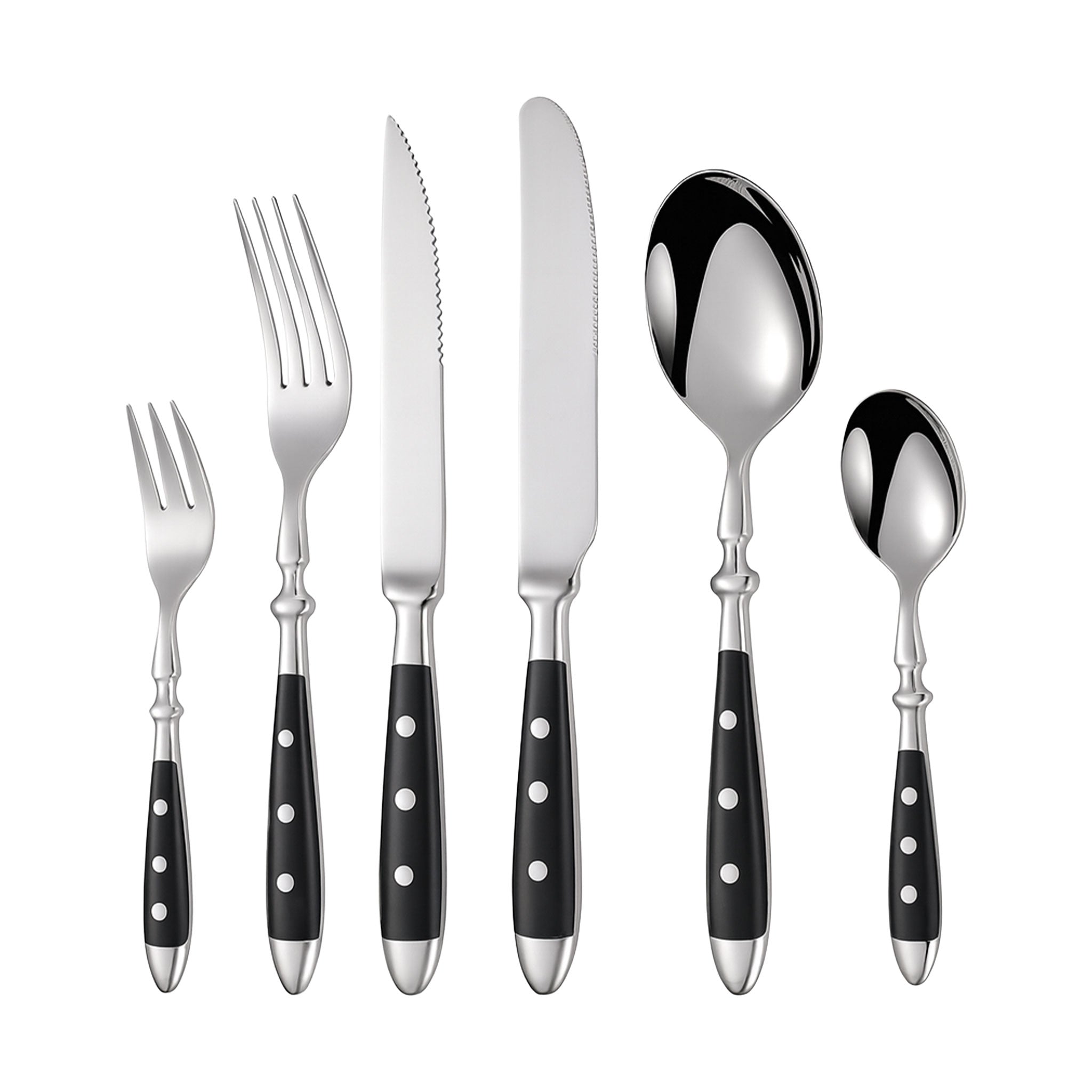 Steak Knife, Fork & Spoon with Rivet Handles
