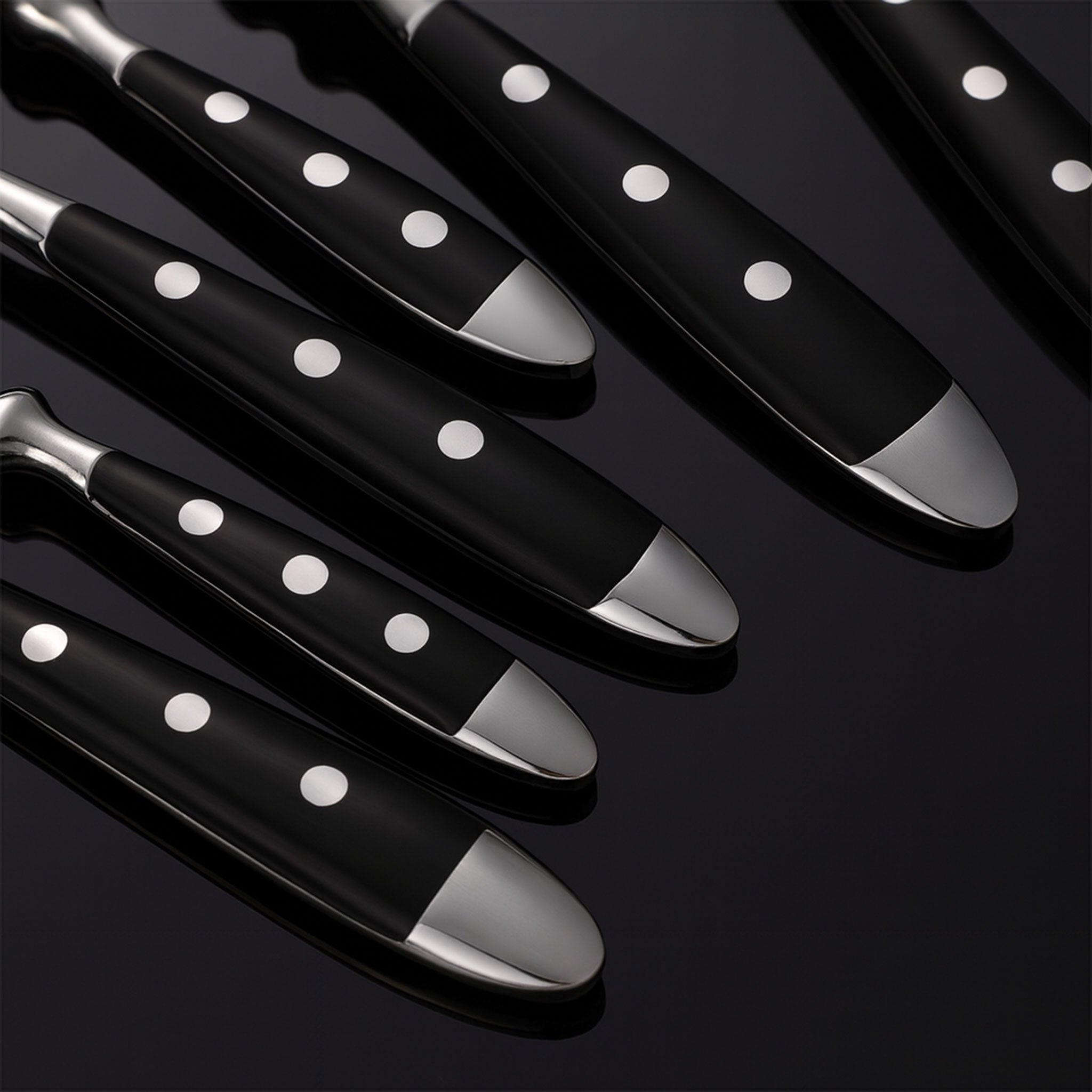 Steak Knife, Fork & Spoon with Rivet Handles