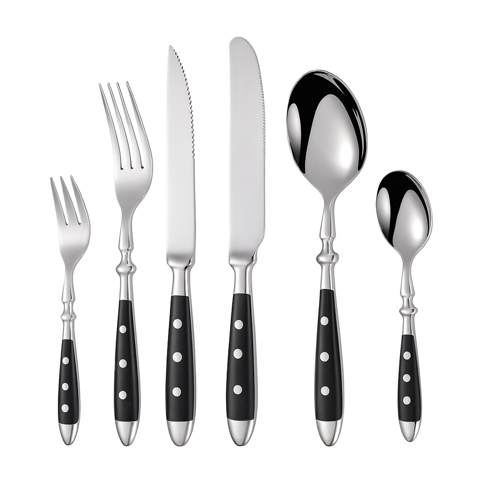 Steak Knife, Fork & Spoon with Rivet Handles