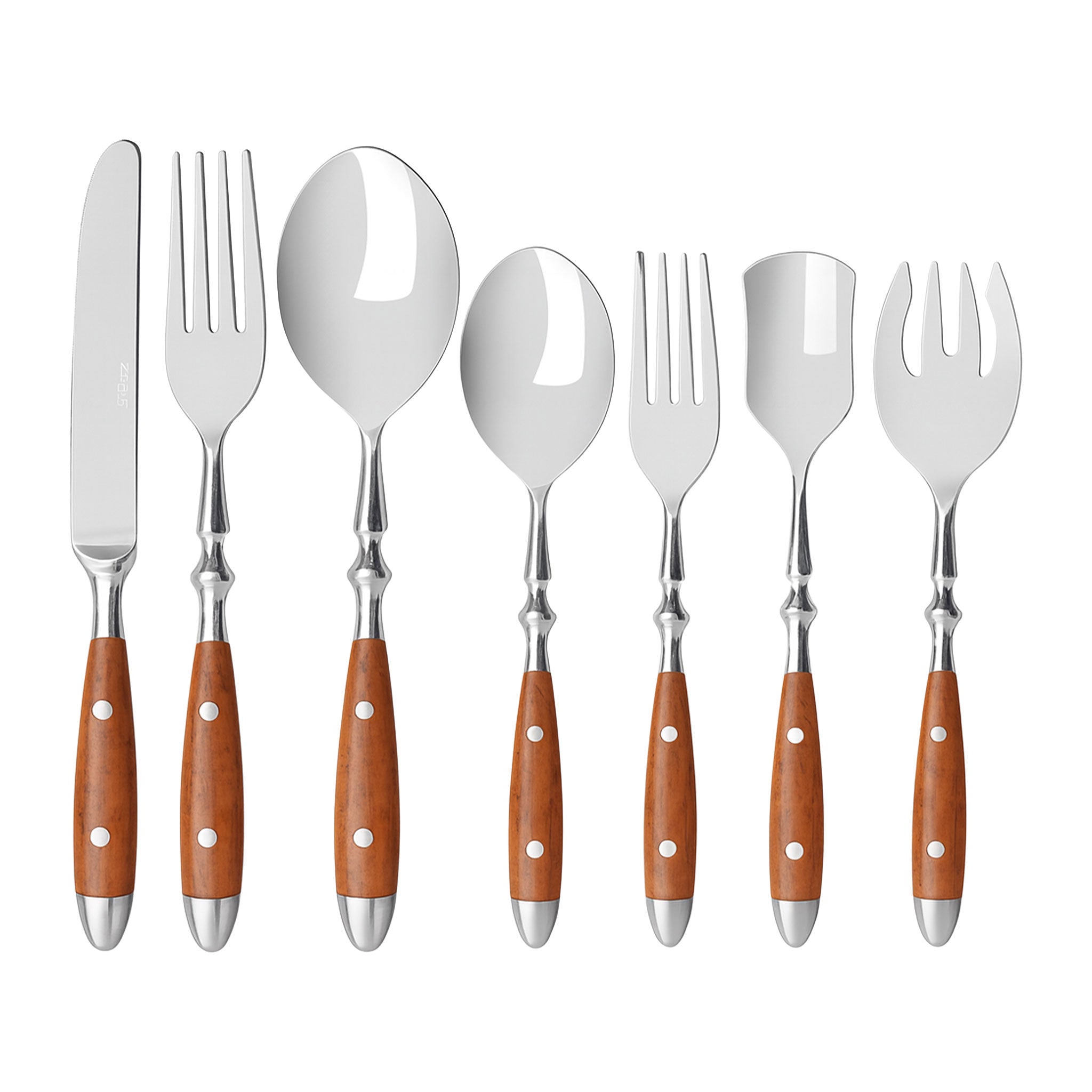 Steak Knives, Forks & Spoons with Wood Handle