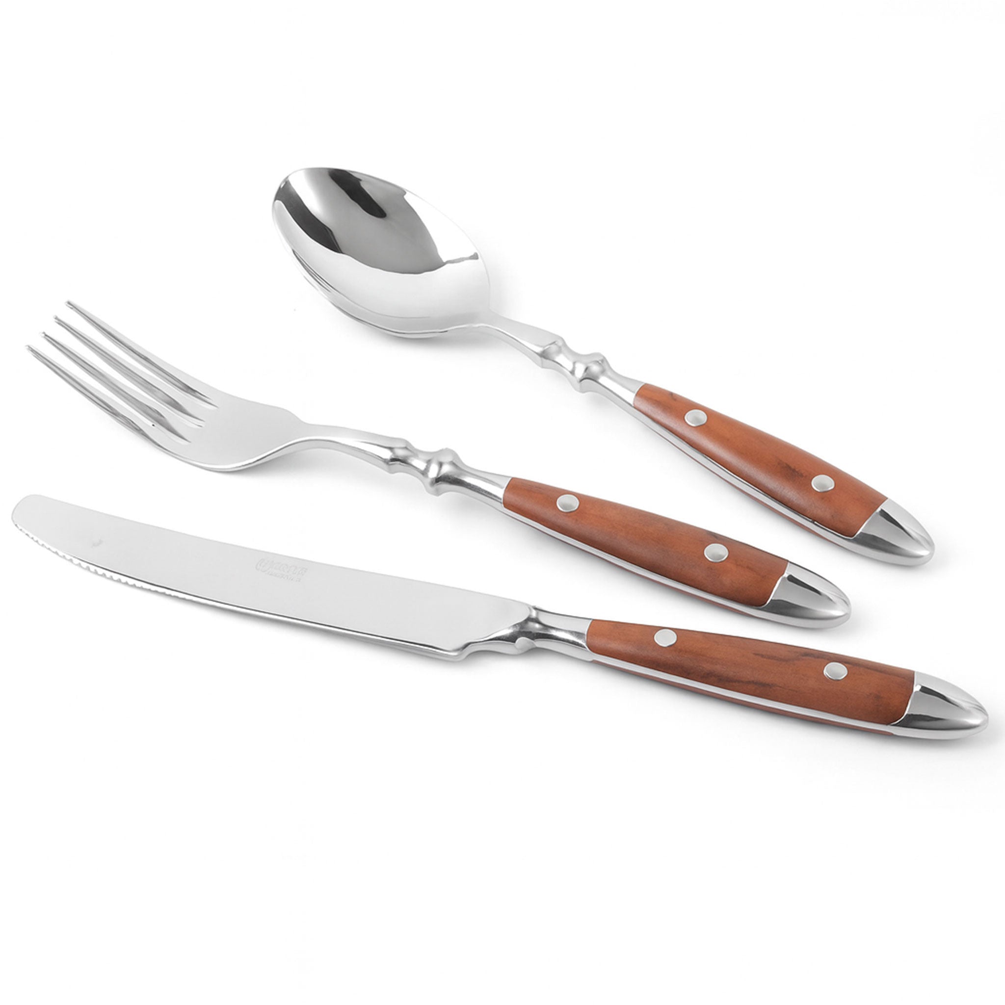 Steak Knives, Forks & Spoons with Wood Handle