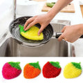 Strawberry Dish Cloth Washing Towel Brush Polyester Scouring Pads Wipes Bowl Pan Cleaning Rag Tableware Cleaner Kitchen Supplies wiktra