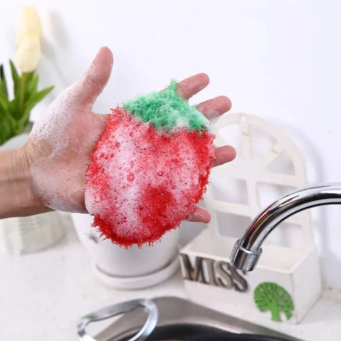 Strawberry Dish Cloth Washing Towel Brush Polyester Scouring Pads Wipes Bowl Pan Cleaning Rag Tableware Cleaner Kitchen Supplies wiktra