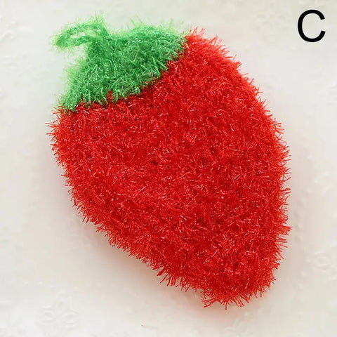 Strawberry Dish Cloth Washing Towel Brush Polyester Scouring Pads Wipes Bowl Pan Cleaning Rag Tableware Cleaner Kitchen Supplies