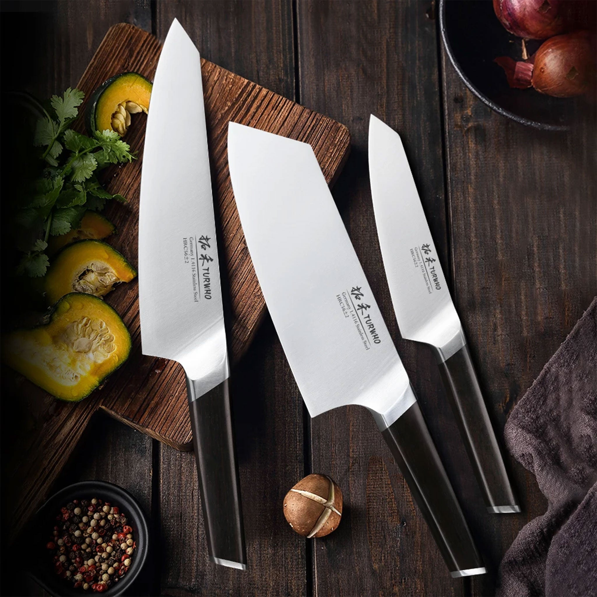 "TURWHO Kitchen Knife Set – German High Carbon Steel 1–3 PCS"