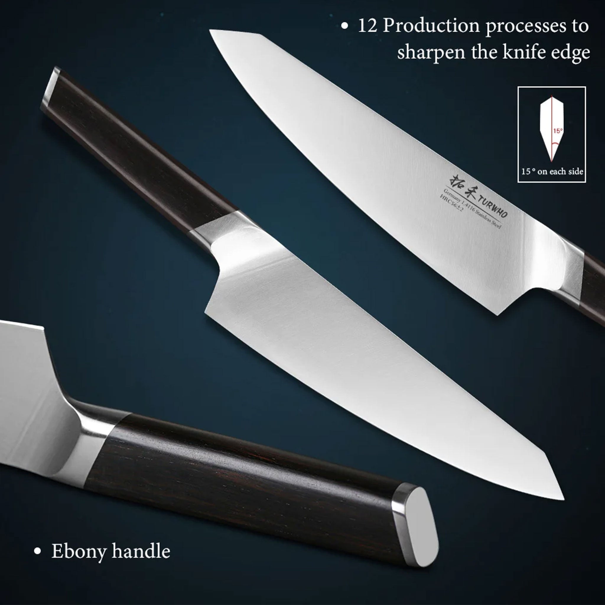 "TURWHO Kitchen Knife Set – German High Carbon Steel 1–3 PCS"