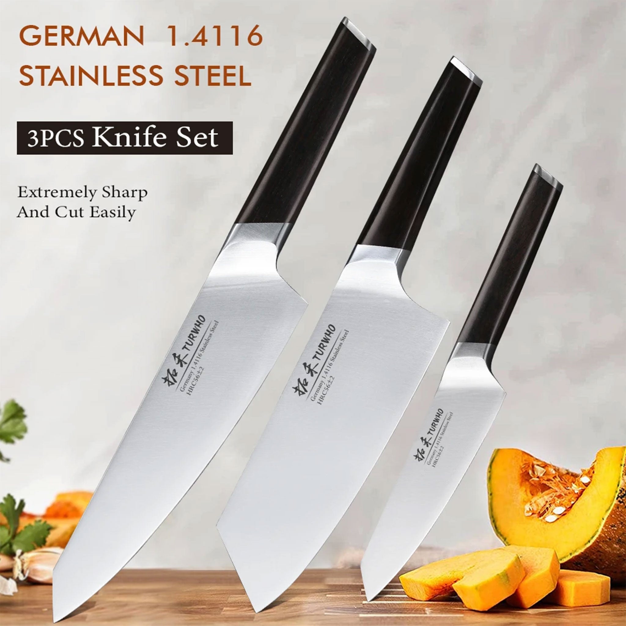 "TURWHO Kitchen Knife Set – German High Carbon Steel 1–3 PCS"
