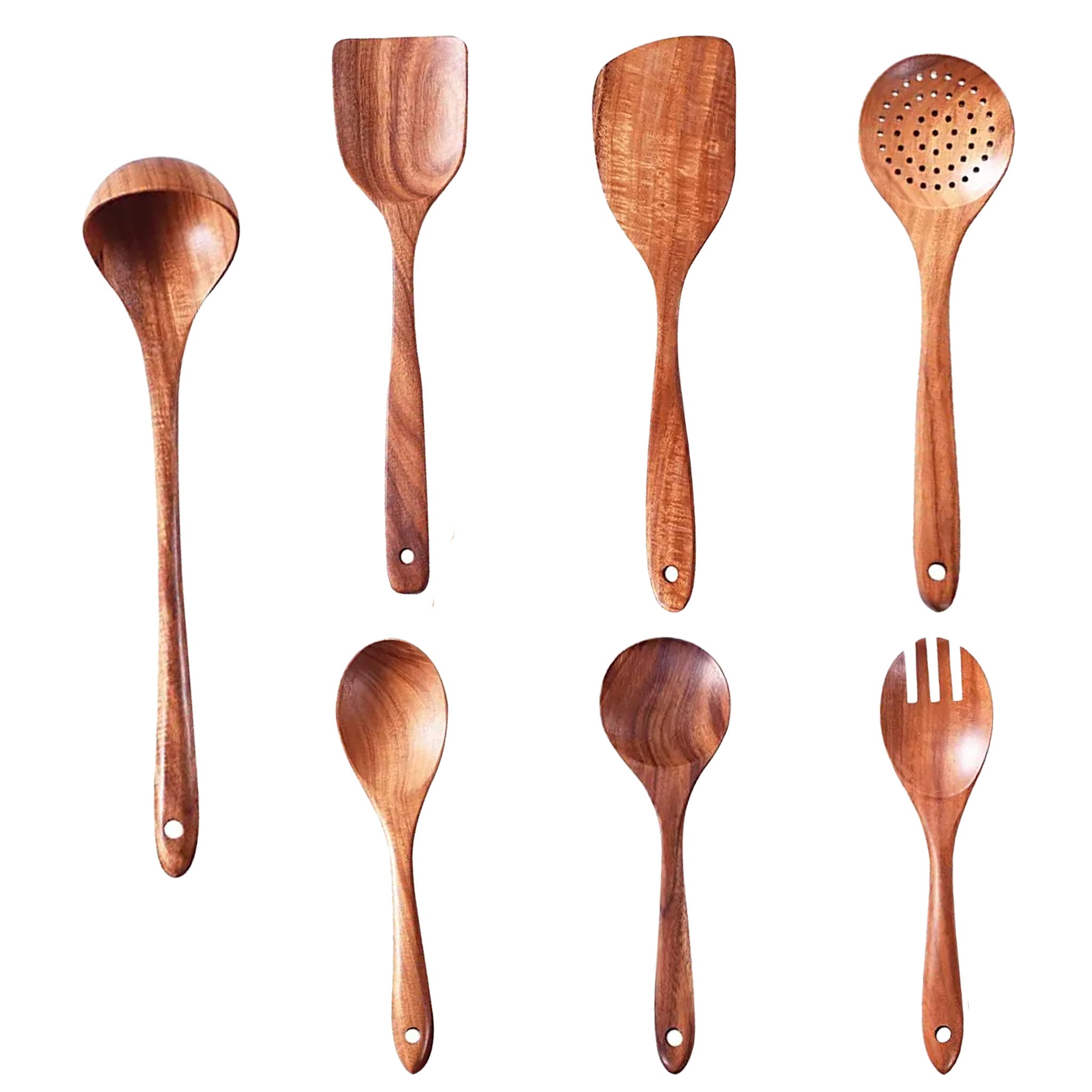Teak Natural Wood Cooking Spoon & Utensil Set (1–10 PCS)