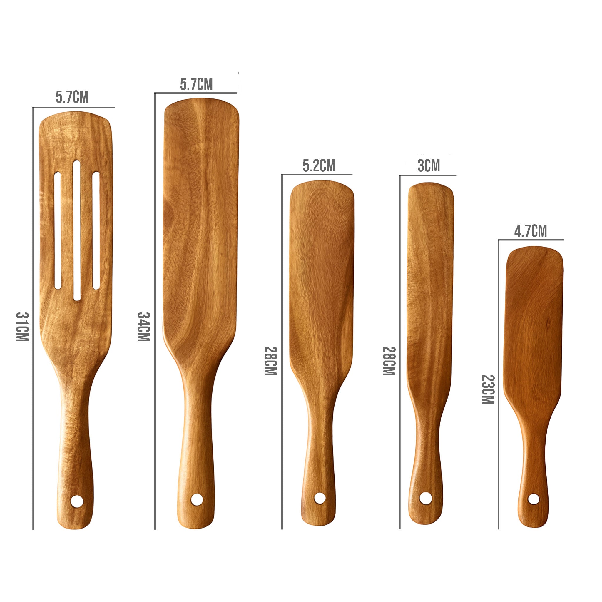 Teak Natural Wood Cooking Spoon & Utensil Set (1–10 PCS)