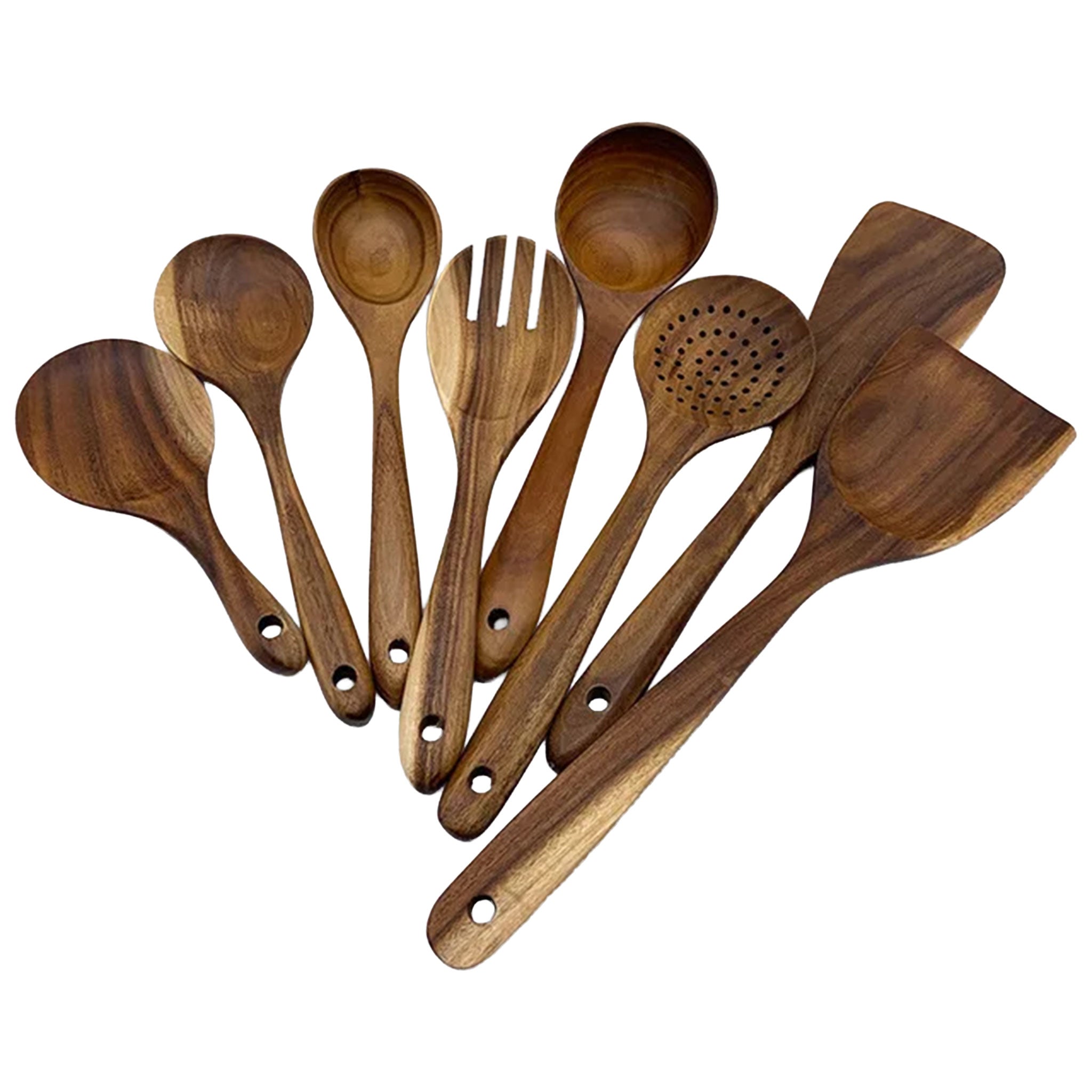 Teak Natural Wood Cooking Spoon & Utensil Set (1–10 PCS)