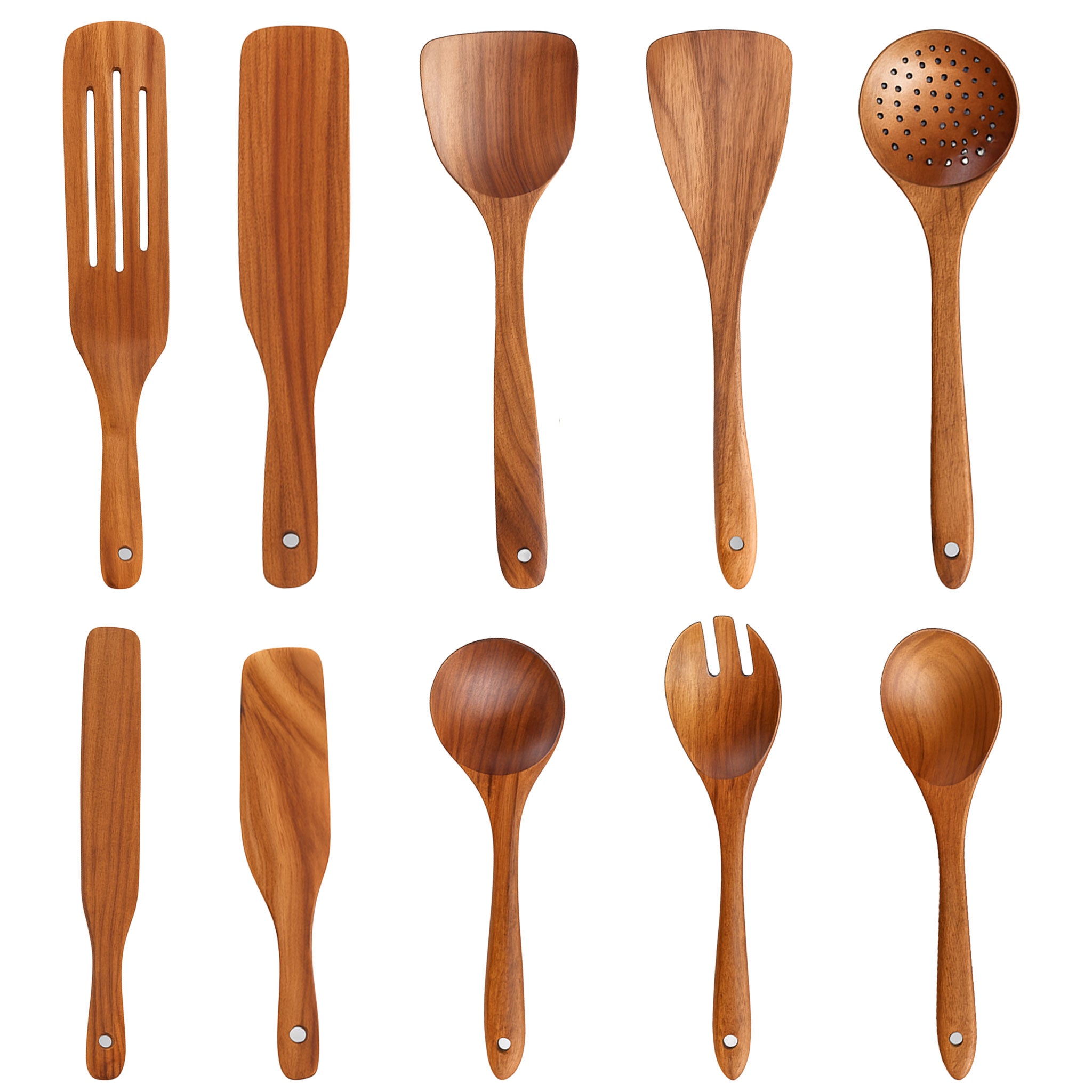 Teak Natural Wood Cooking Spoon & Utensil Set (1–10 PCS)