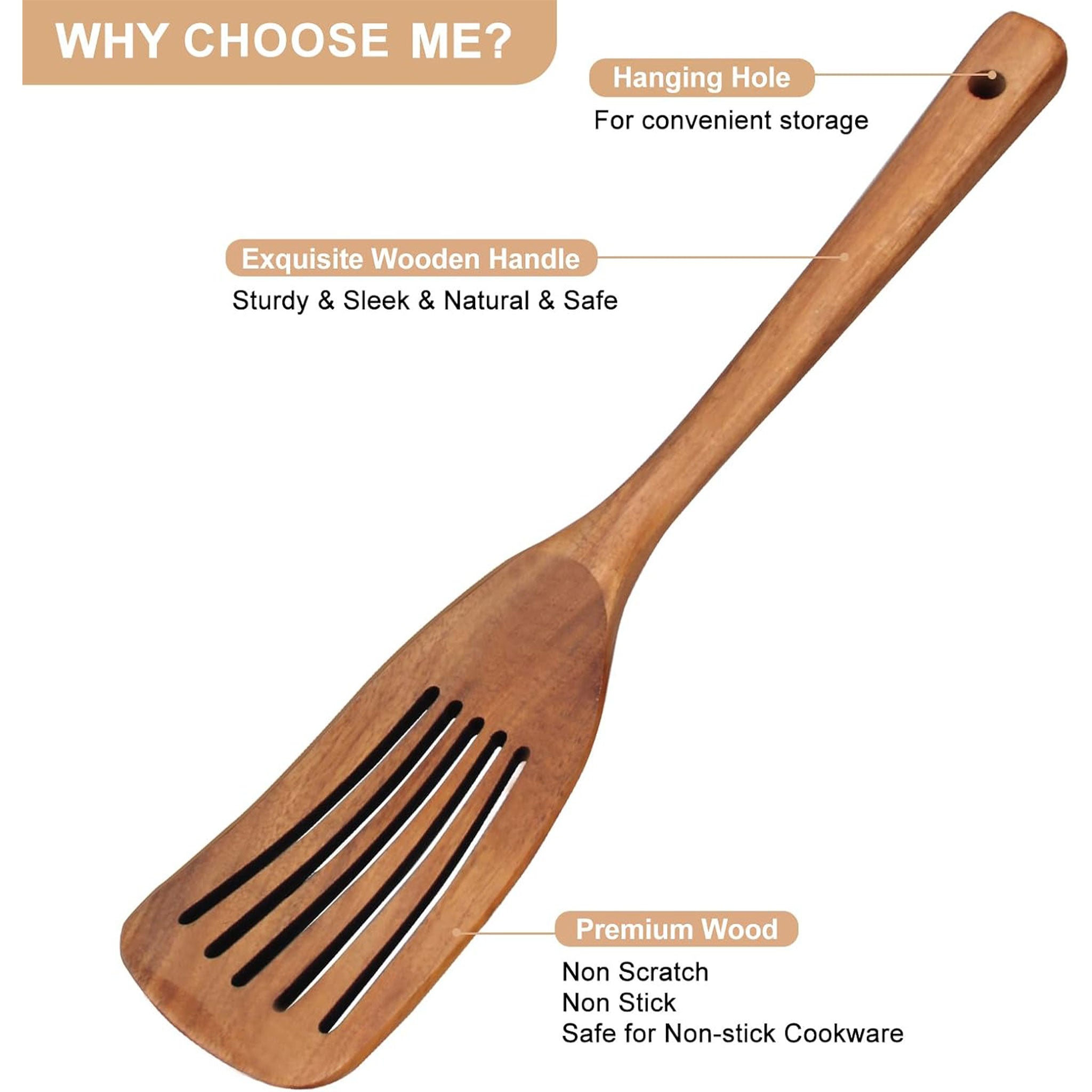 Teak Natural Wood Cooking Spoon & Utensil Set (1–10 PCS)