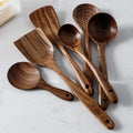 Thailand Teak Natural Wood Tableware Spoon Ladle Turner Long Rice Colander Soup Skimmer Cooking Spoons Scoop Kitchen Tool Set wiktra