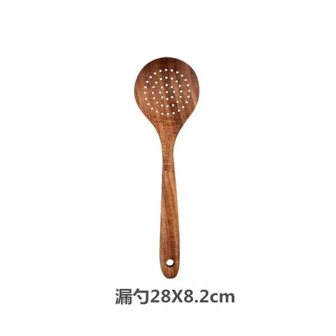 Thailand Teak Natural Wood Tableware Spoon Ladle Turner Long Rice Colander Soup Skimmer Cooking Spoons Scoop Kitchen Tool Set