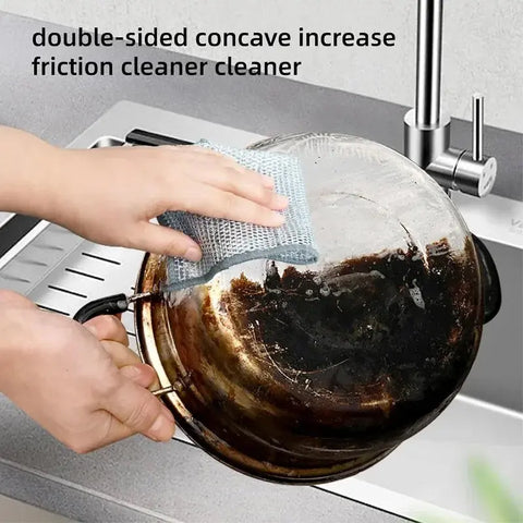 Thickened Cleaning Cloth Kitchen Magic Dishwashing Towel Metal Steel Wire Cleaning Rag Microwave Stove Clean Tool Dishing Cloth - Wiktra