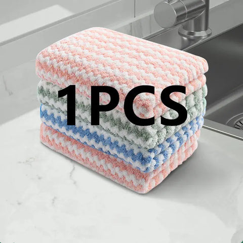 Thickened Kitchen Cleaning Towel Absorbent Non-stick Oil Microfiber Rag Pan Pot Dish Wipe Cloth Coral Fleece Dishcloths