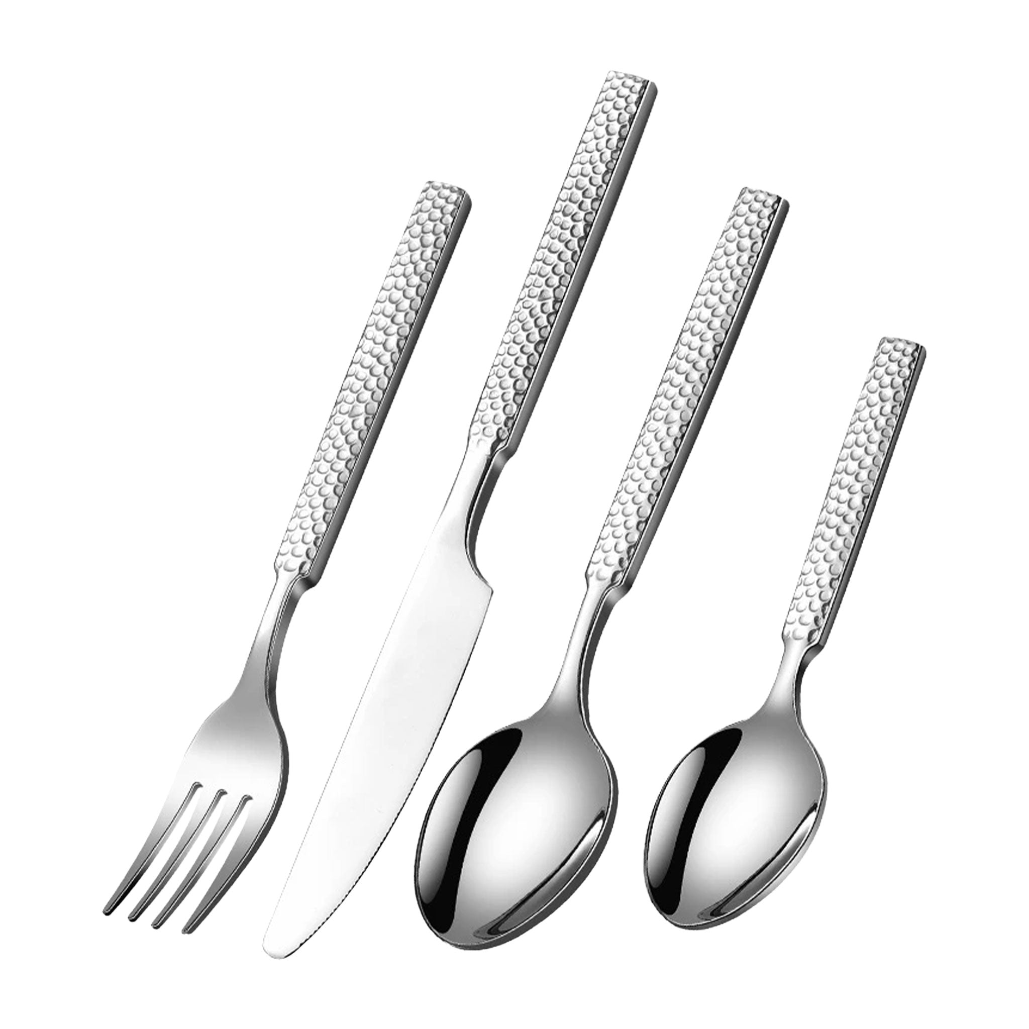 Thickened Stainless Steel Hammered Cutlery Set – Spoon, Fork & Knife
