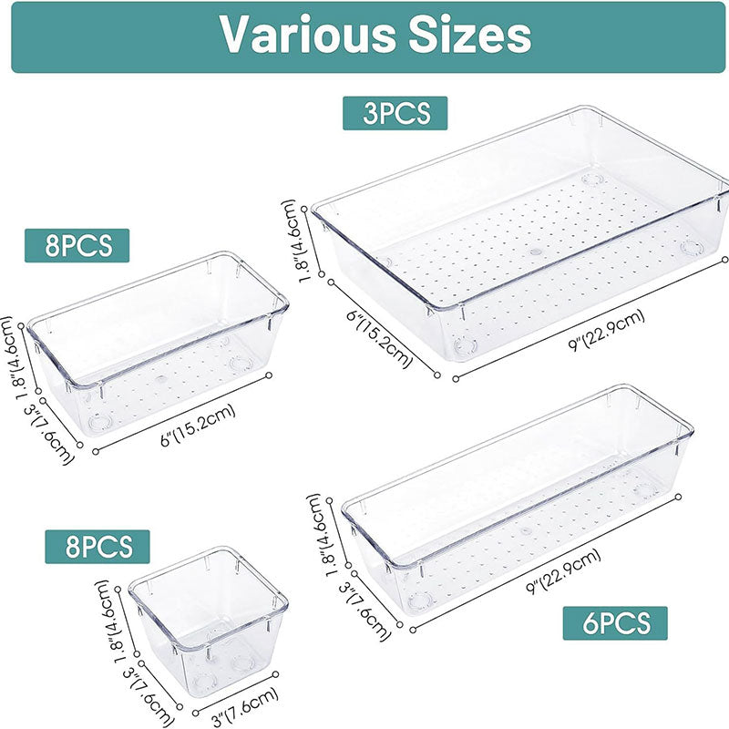 Transparent Drawer Storage Box Set