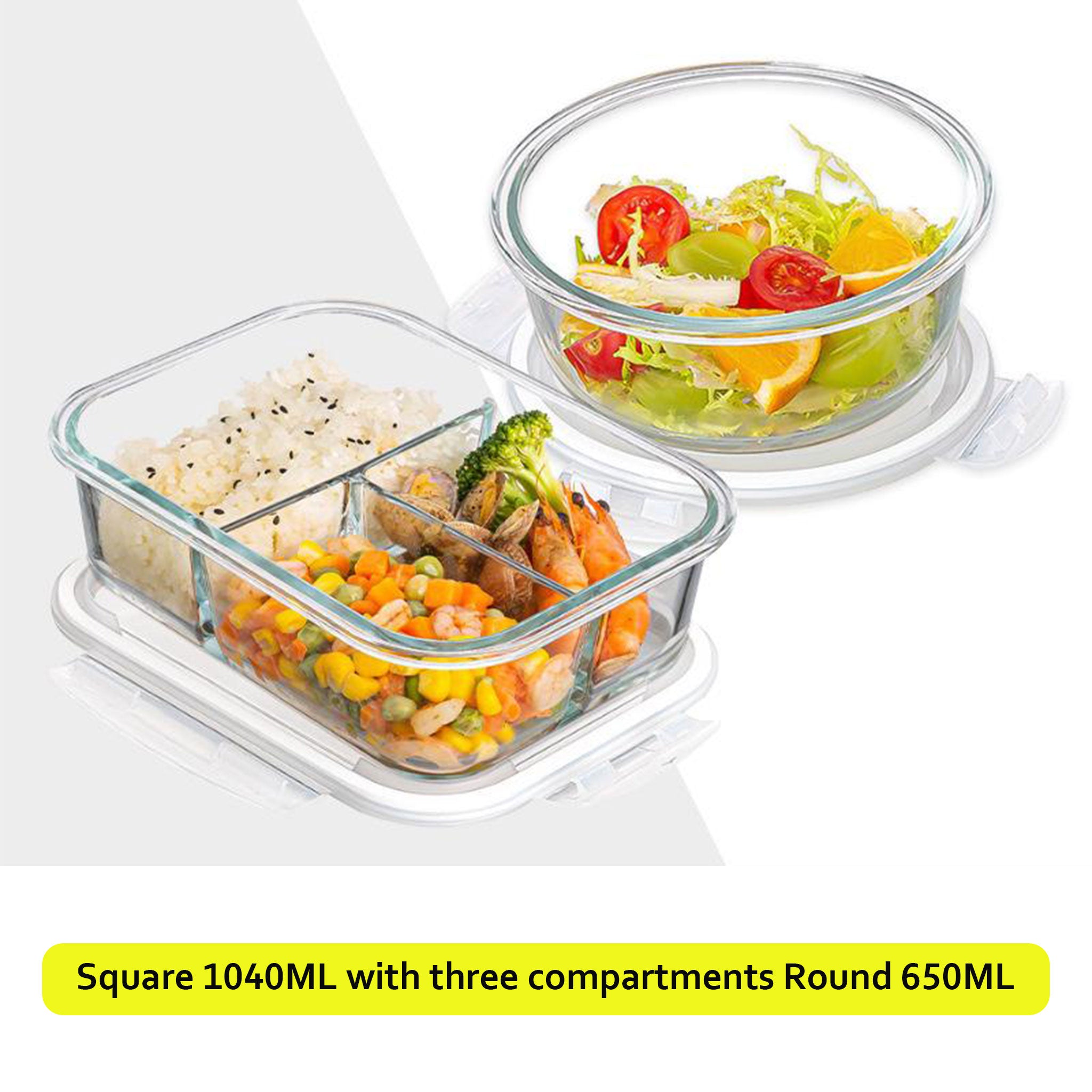Transparent Glass Microwave Lunch Box