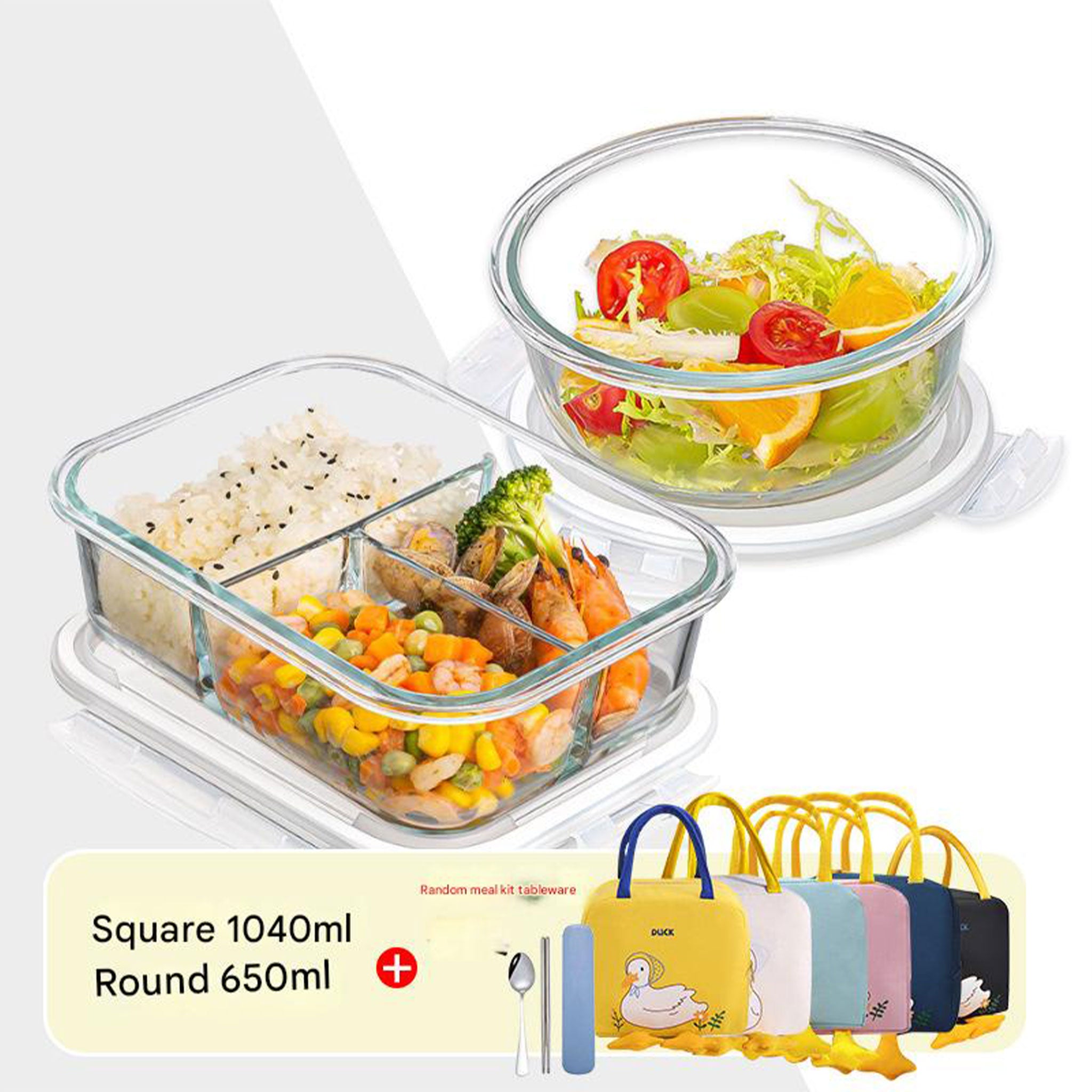 Transparent Glass Microwave Lunch Box