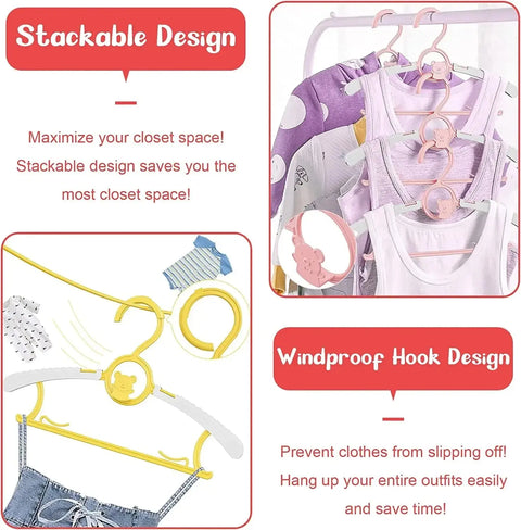 UNTIOR Non-slip Baby Clothes Hanger Adjustable Storage Hangers Cute Kids Clothes Organizer Closet Children Baby Coats Rack wiktra