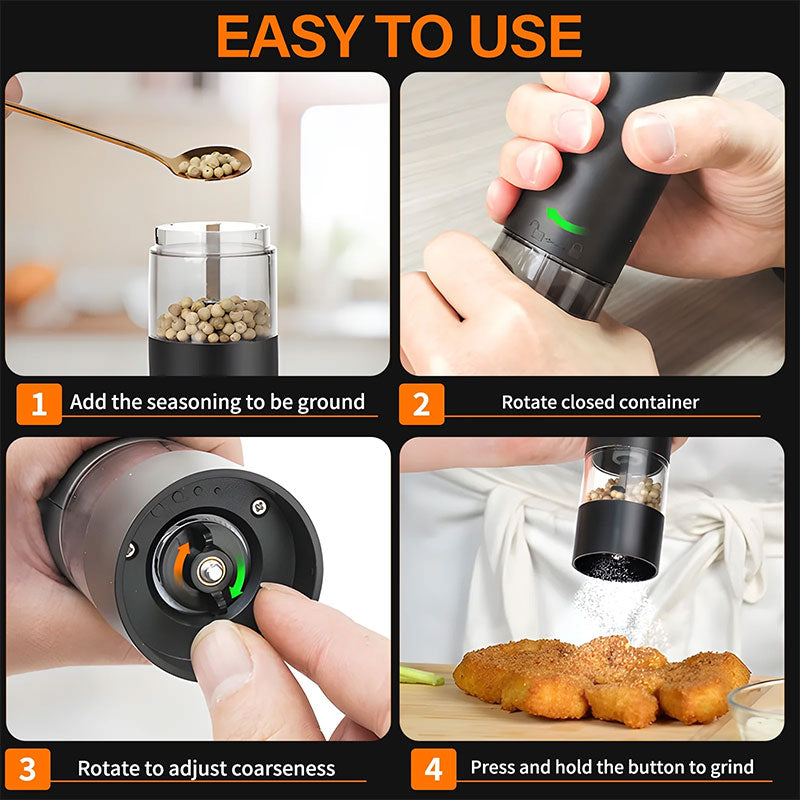 USB Electric Pepper Mill with 2-Button Control