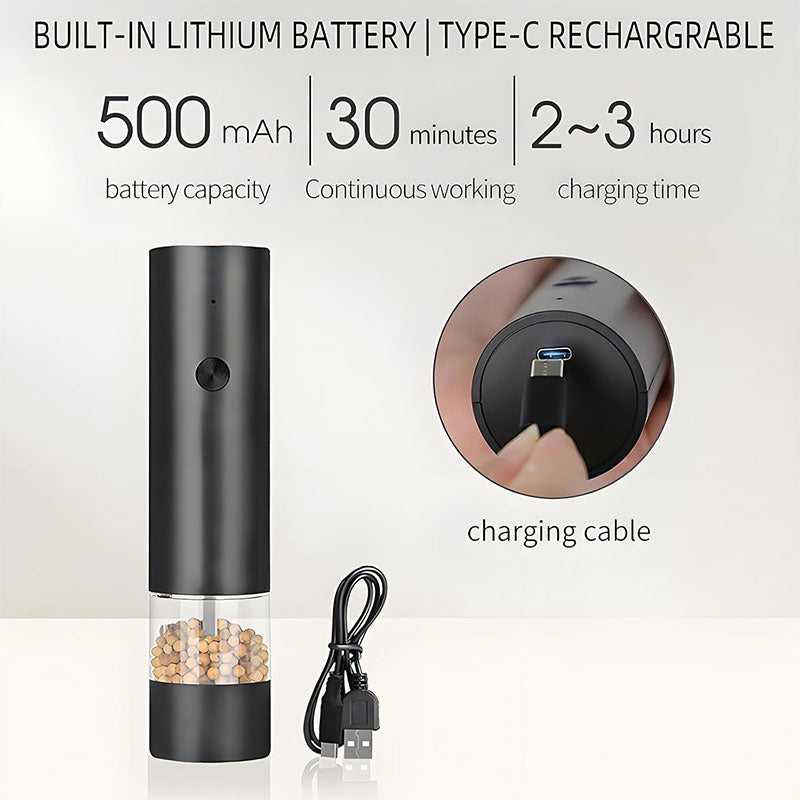 USB Electric Pepper Mill with 2-Button Control