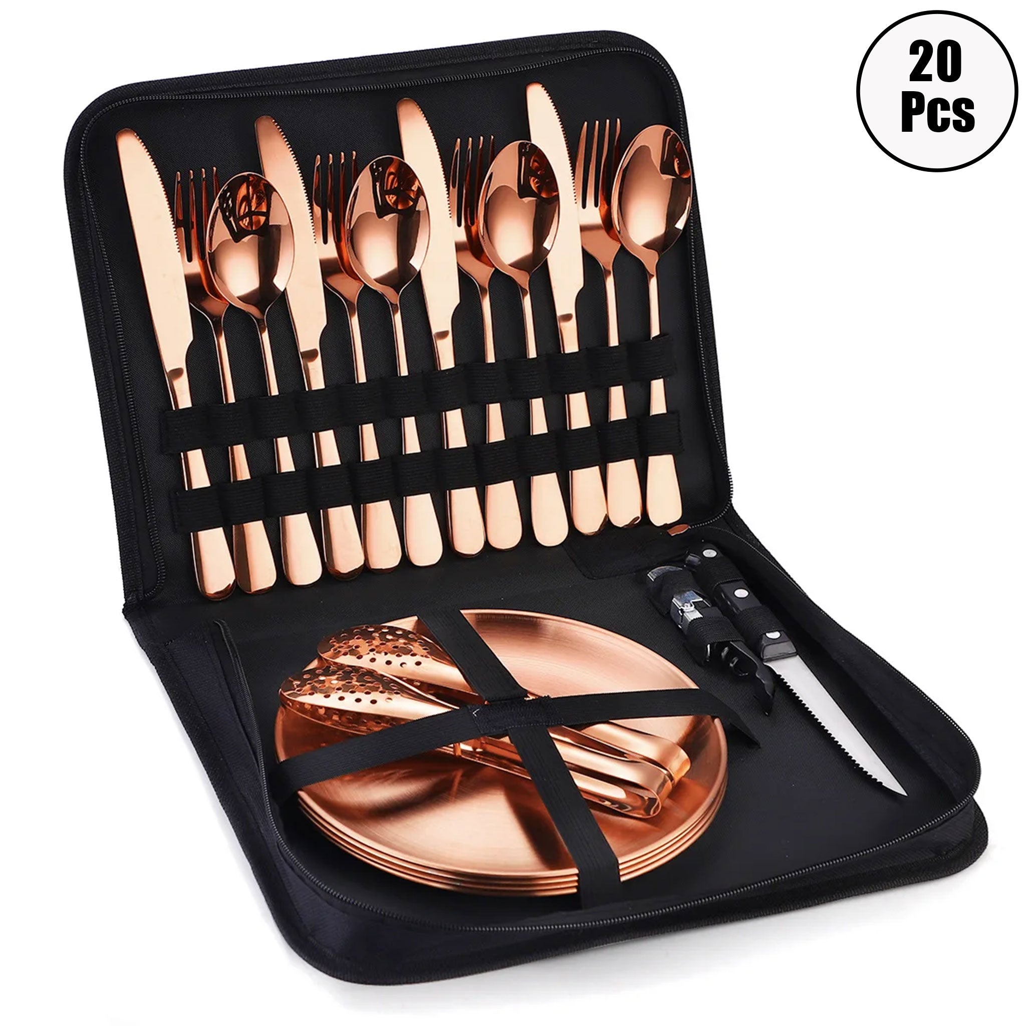 Ultimate Portable Camping Tableware Set with Bag – Knives, Forks & Spoons