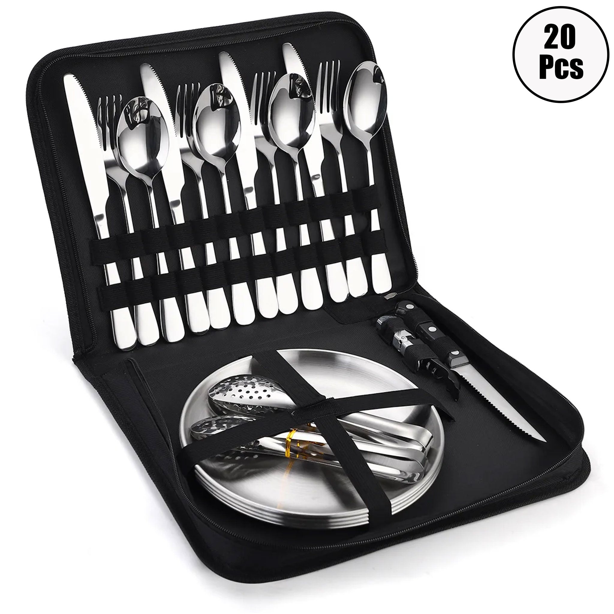 Ultimate Portable Camping Tableware Set with Bag – Knives, Forks & Spoons