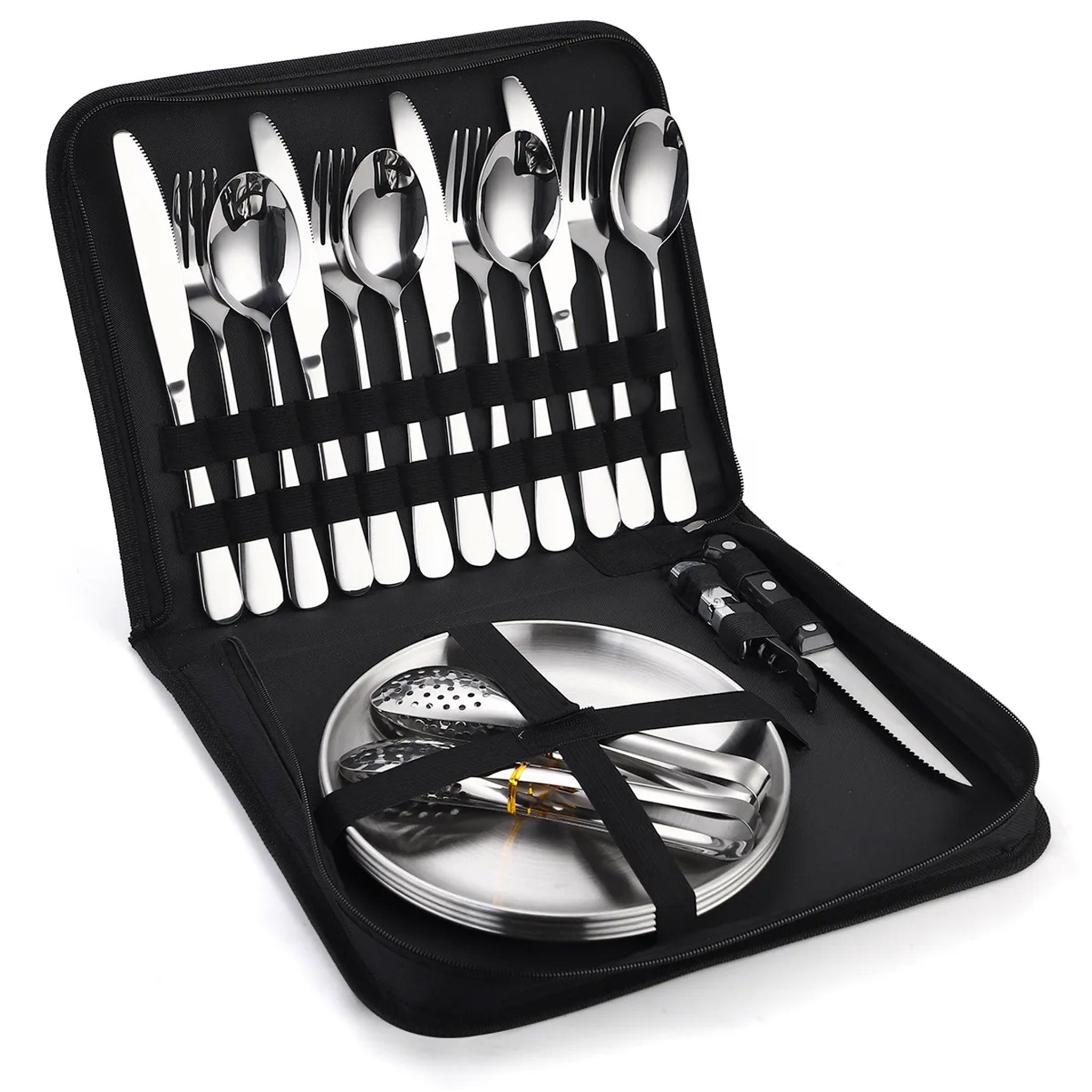Ultimate Portable Camping Tableware Set with Bag – Knives, Forks & Spoons