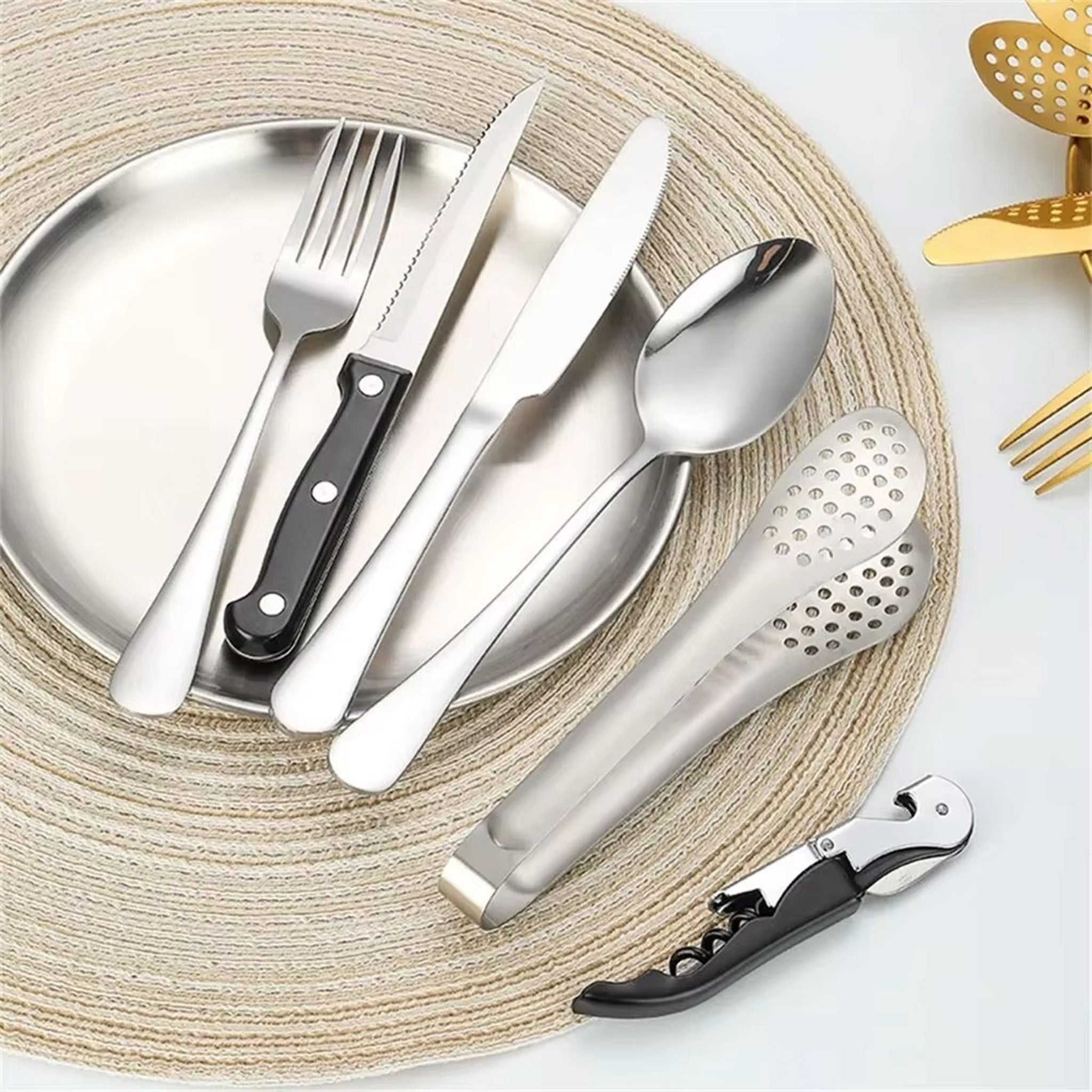 Ultimate Portable Camping Tableware Set with Bag – Knives, Forks & Spoons