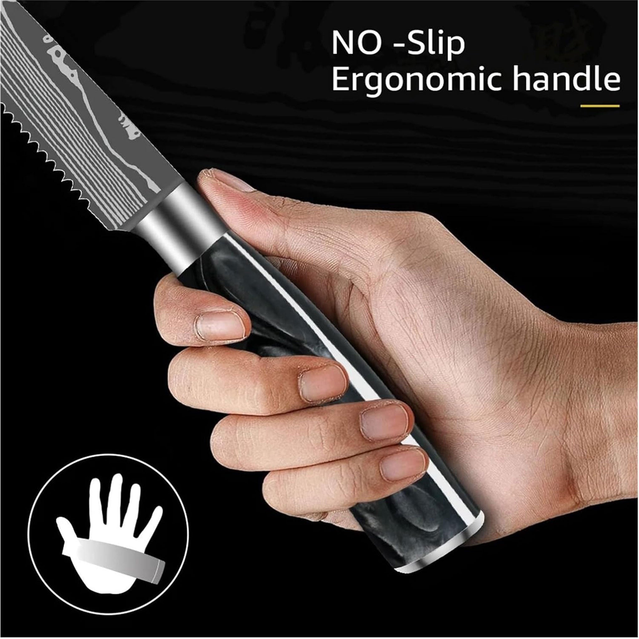 "Ultra Sharp Serrated Steak Knife Set – High Carbon Steel"