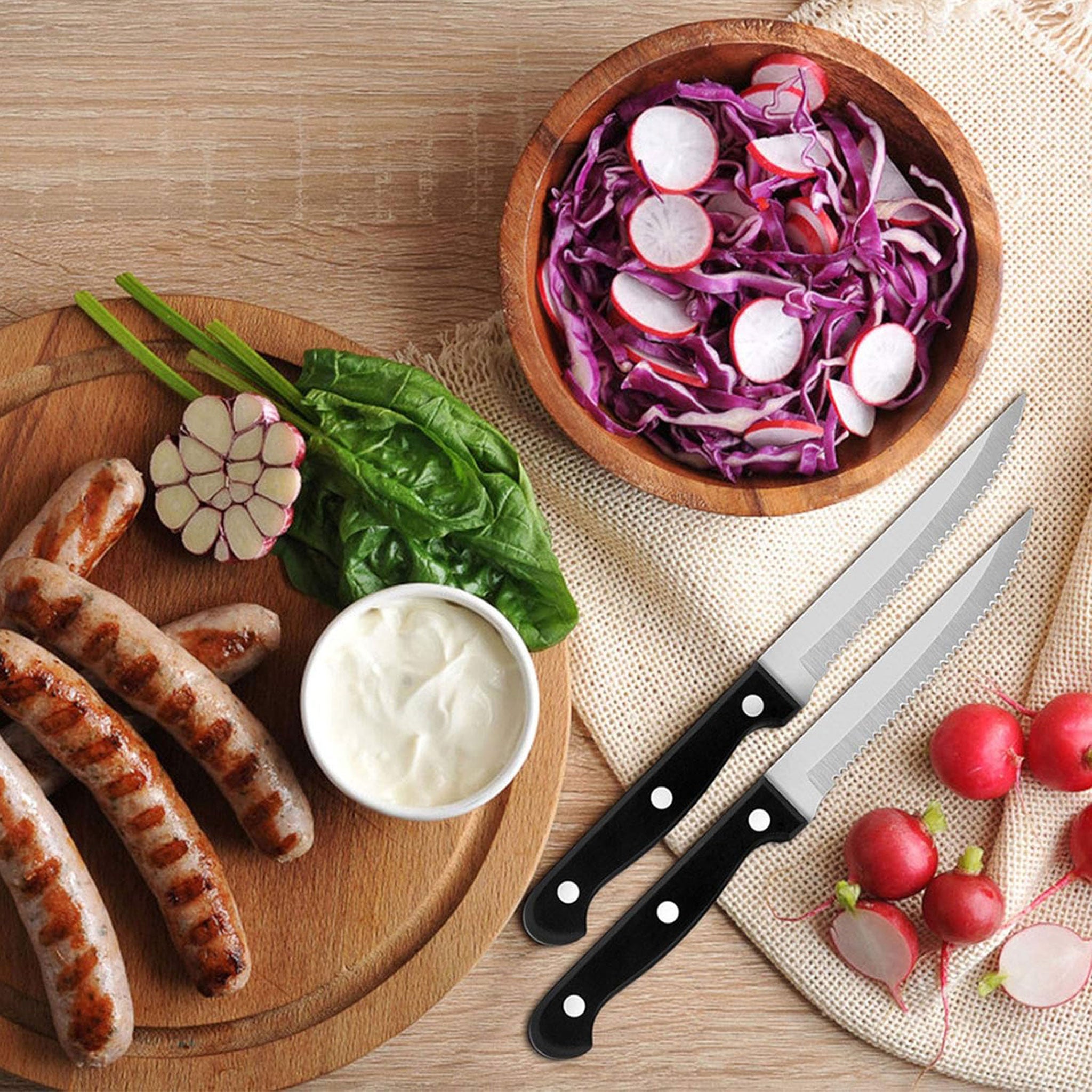 "Ultra Sharp Serrated Steak Knife Set – High Carbon Steel"