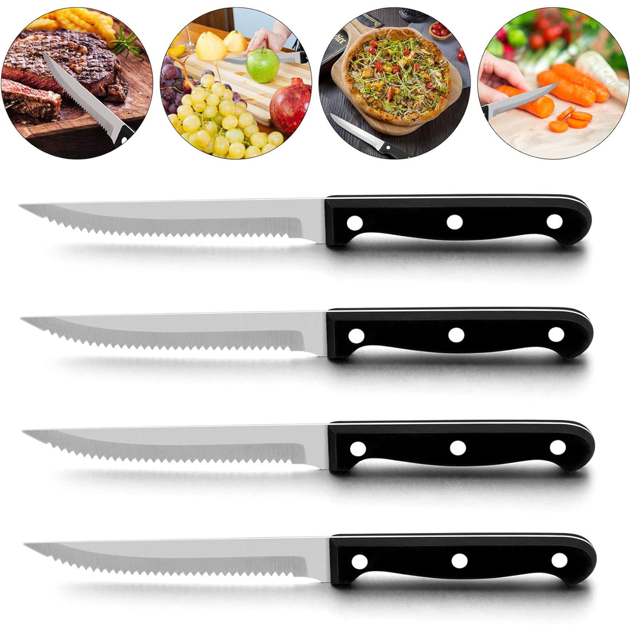 "Ultra Sharp Serrated Steak Knife Set – High Carbon Steel"
