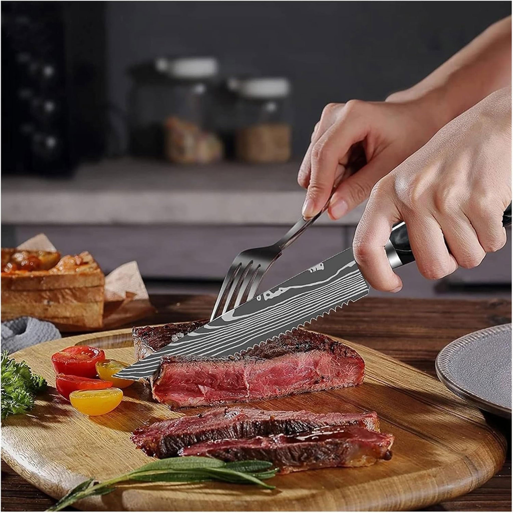 "Ultra Sharp Serrated Steak Knife Set – High Carbon Steel"