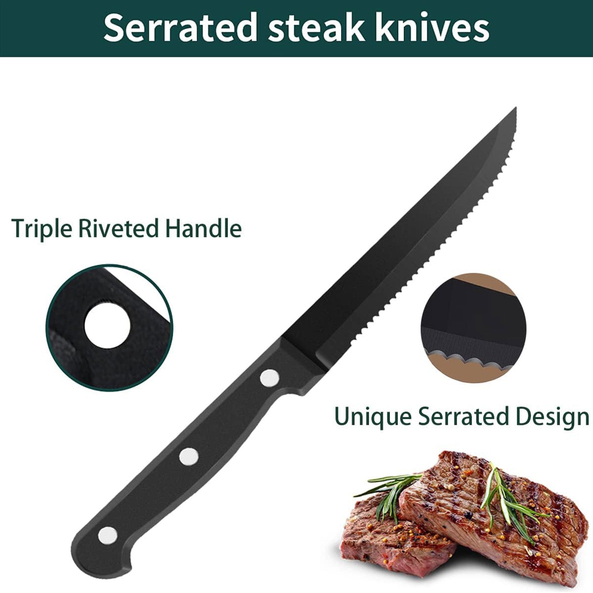 "Ultra Sharp Serrated Steak Knife Set – High Carbon Steel"
